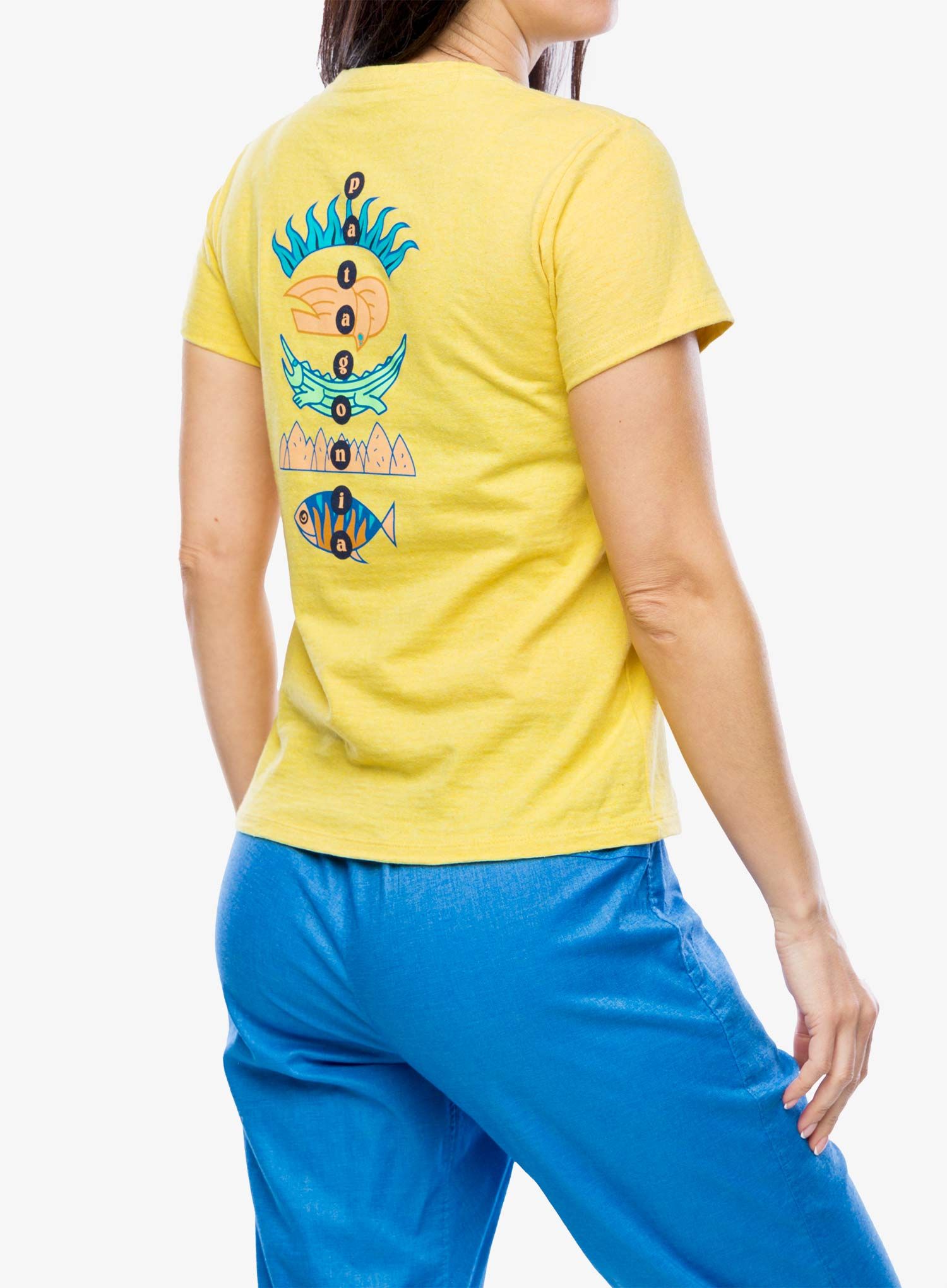 Dámské tričko s potiskem Patagonia Fitz Roy Wild Responsibili-Tee - milled yellow