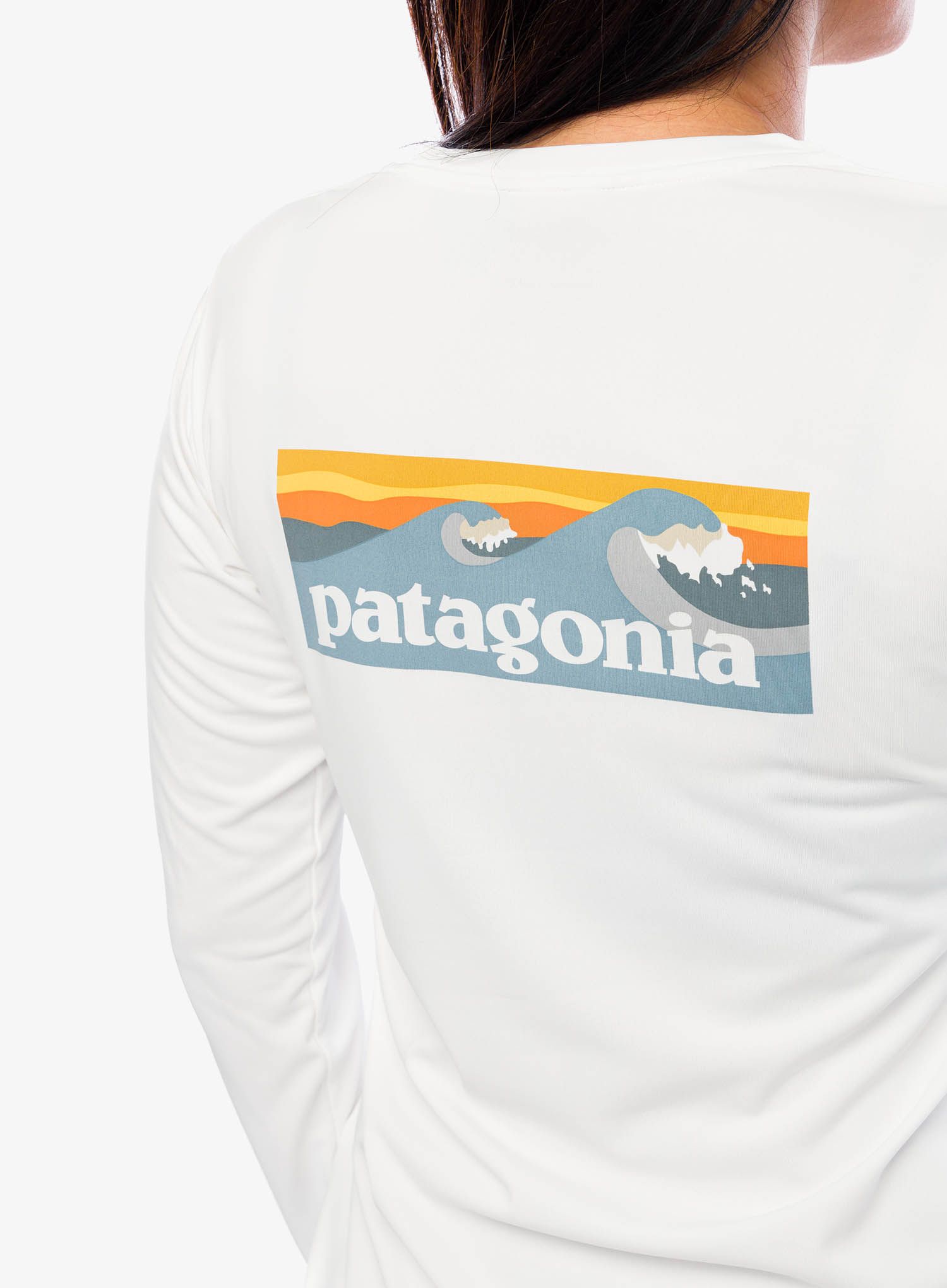 Dámská mikina Patagonia L/S Cap Cool Daily Graphic Shirt Waters - grey/white