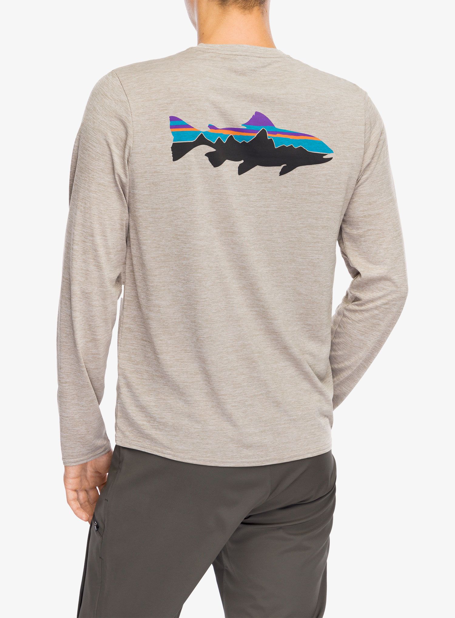 Longsleeve Patagonia L/S Cap Cool Daily Graphic Shirt Waters - fitz roy trout seabird grey