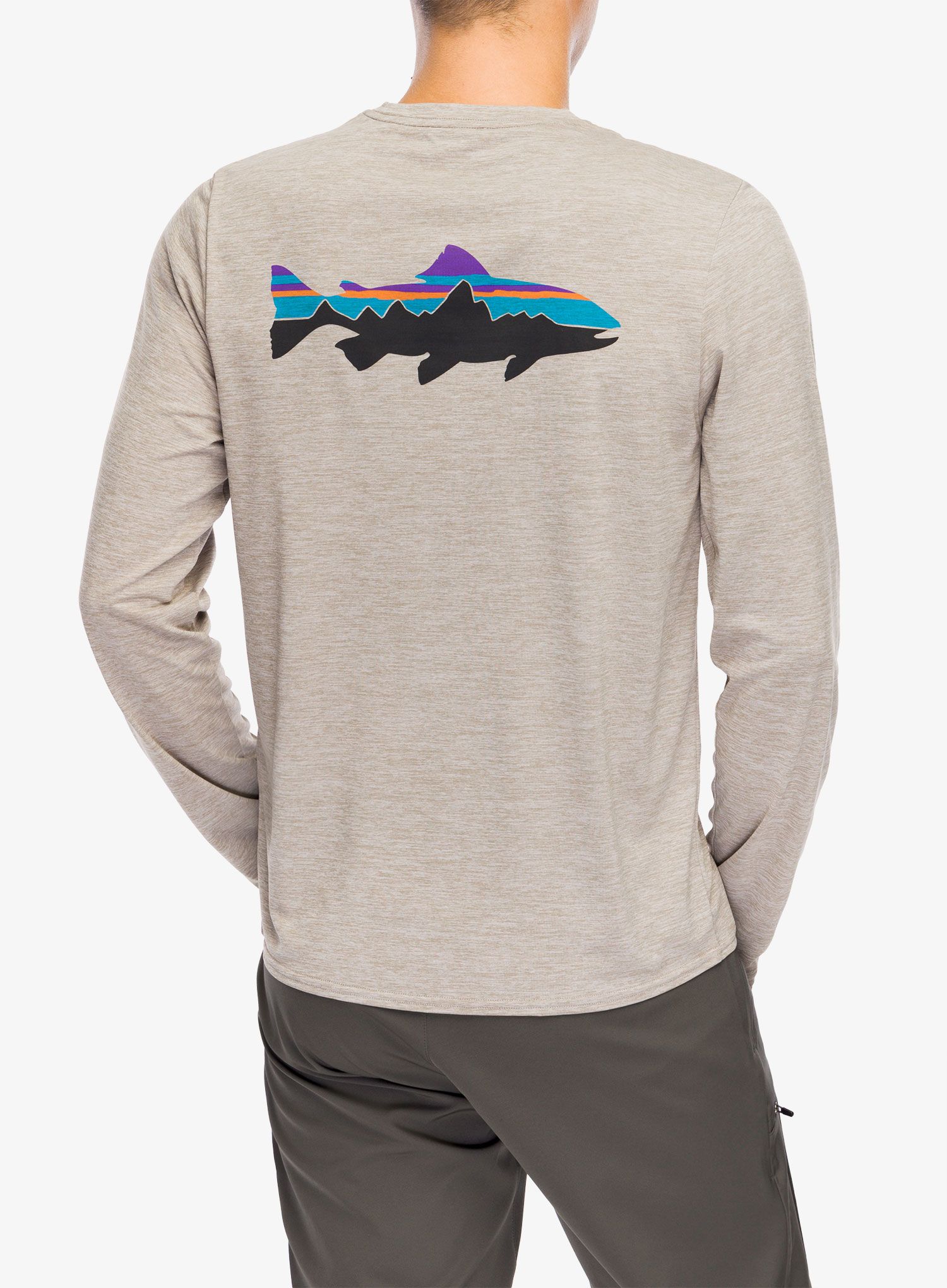 Longsleeve Patagonia L/S Cap Cool Daily Graphic Shirt Waters - fitz roy trout seabird grey