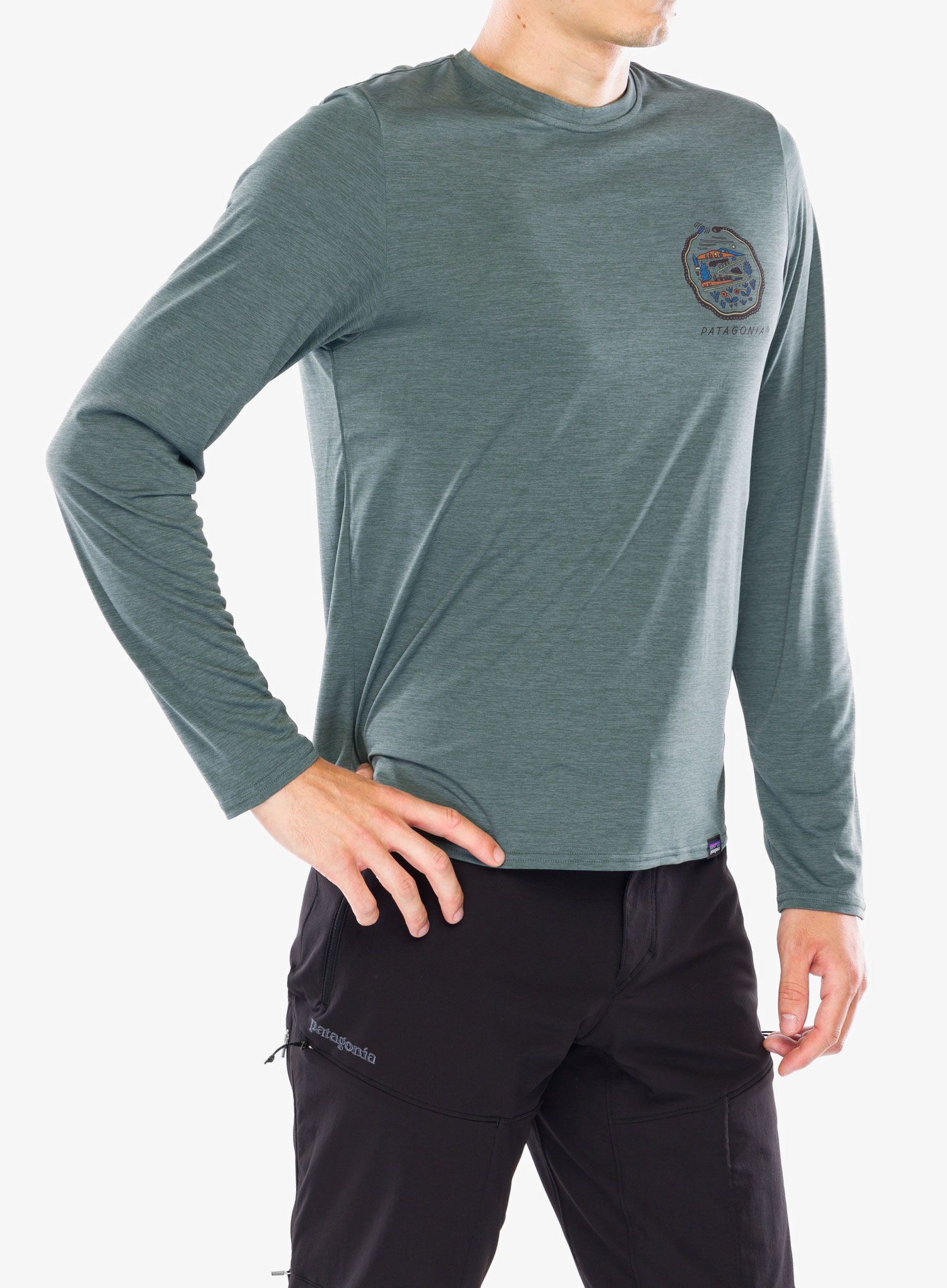Mikina bez kapuce Patagonia L/S Cap Cool Daily Graphic Shirt Lands - commontrail nouveau green