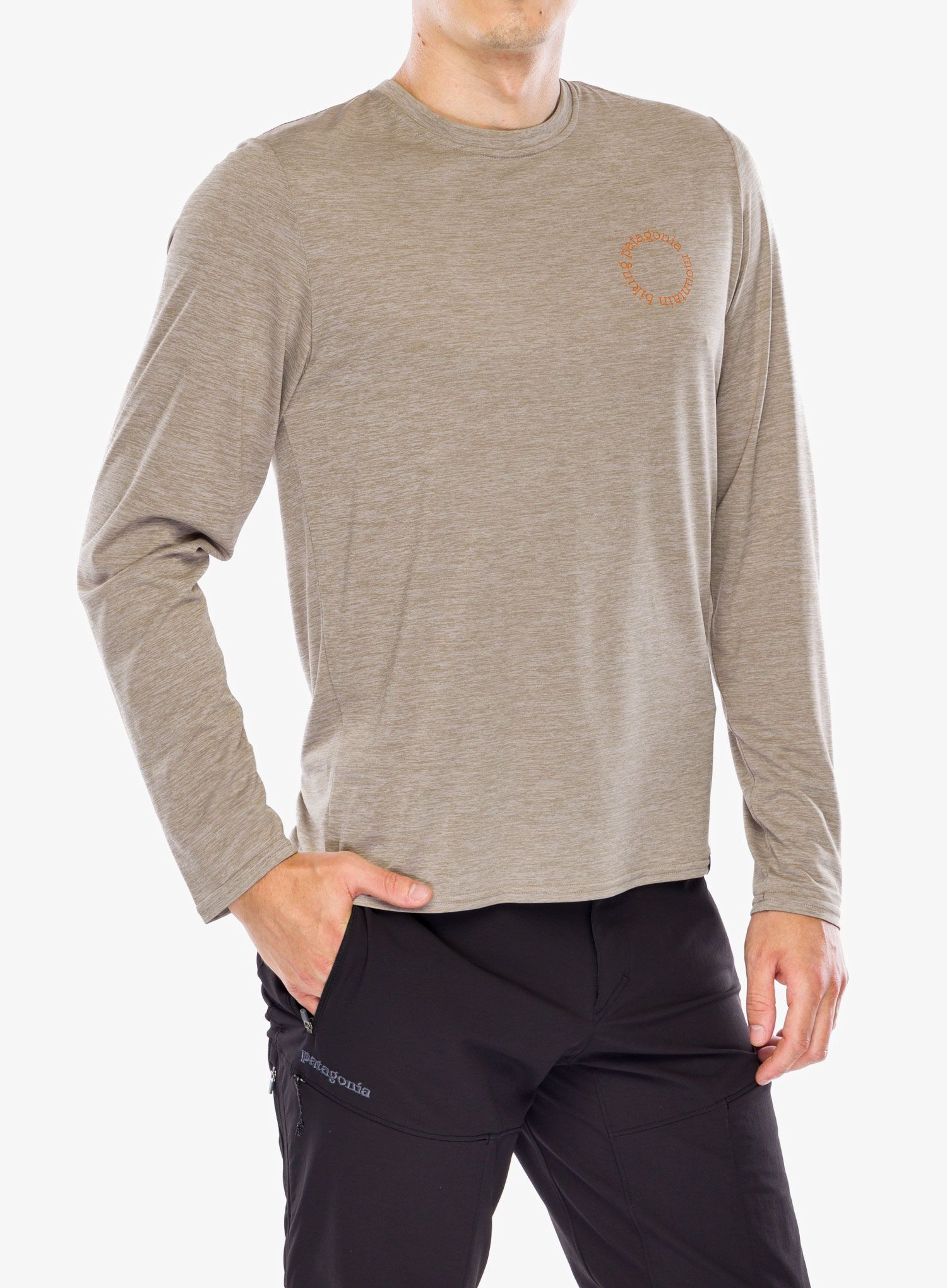 Longsleeve Patagonia L/S Cap Cool Daily Graphic Shirt Lands - spoke stencil seabird grey