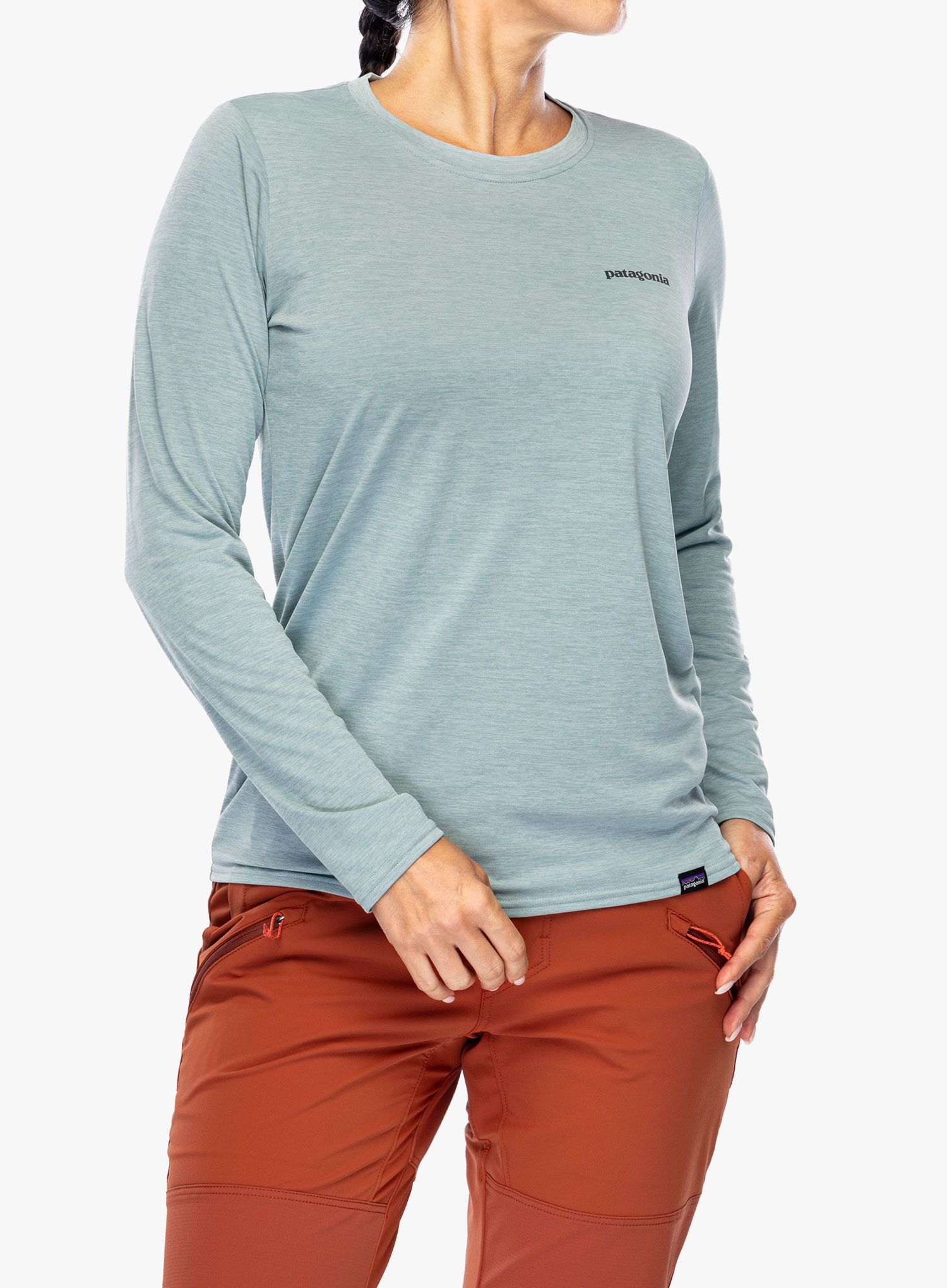 Dámské triko s dlouhým rukávem Patagonia L/S Cap Cool Daily Graphic Shirt Waters - casting logo thermal blue