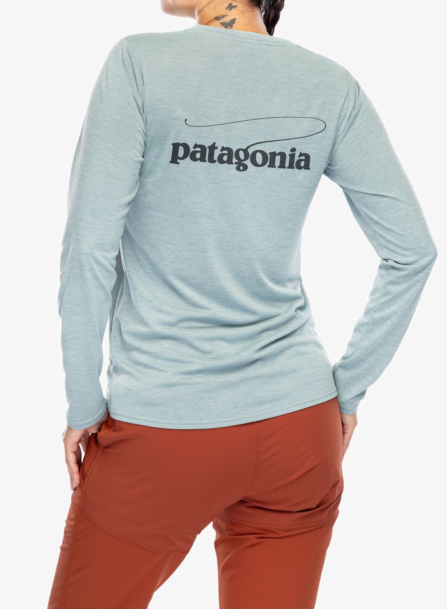 Dámské triko s dlouhým rukávem Patagonia L/S Cap Cool Daily Graphic Shirt Waters - casting logo thermal blue