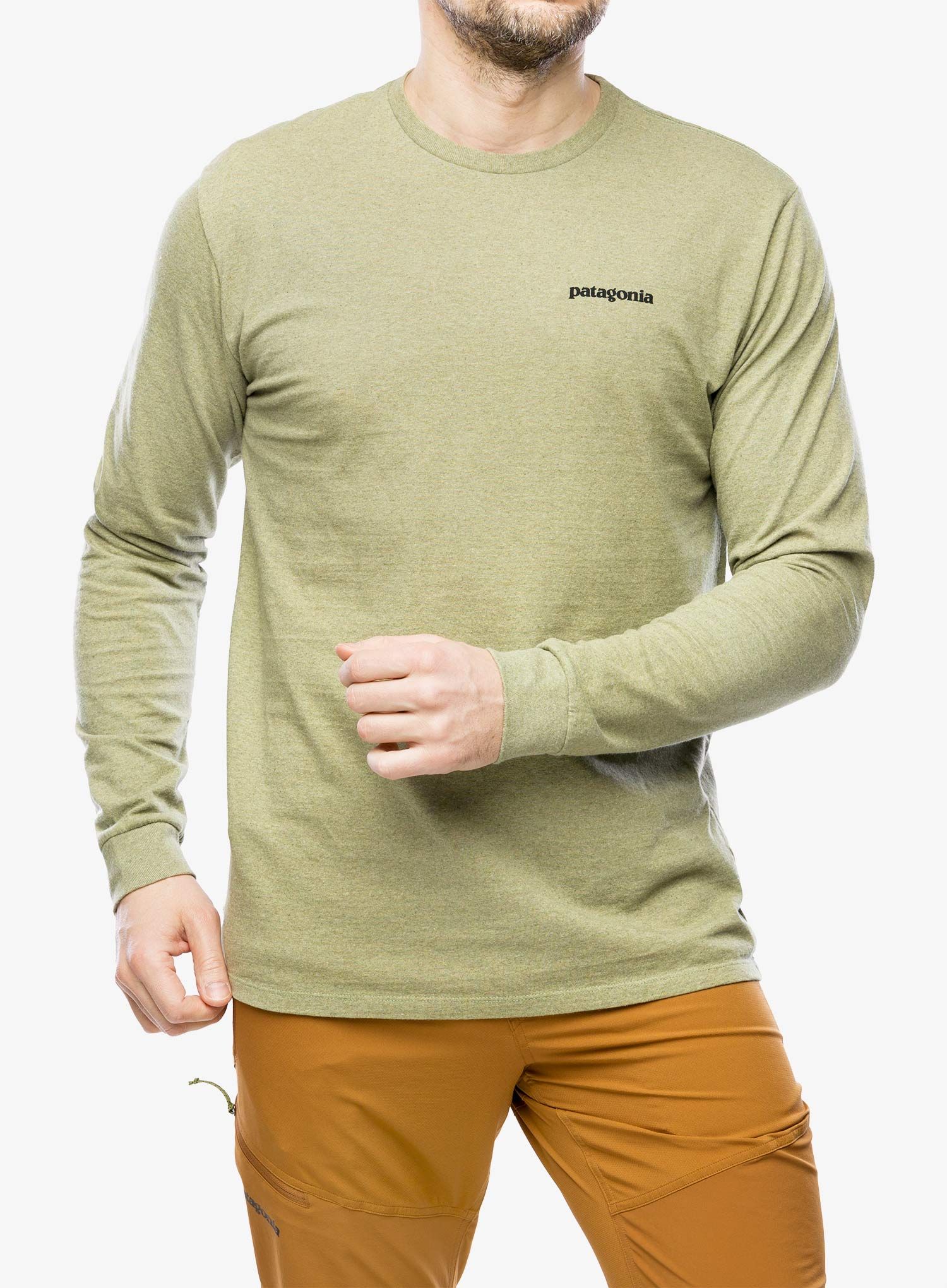 Mikina bez kapuce Patagonia L/S P-6 Logo Responsibili-Tee - buckhorn green