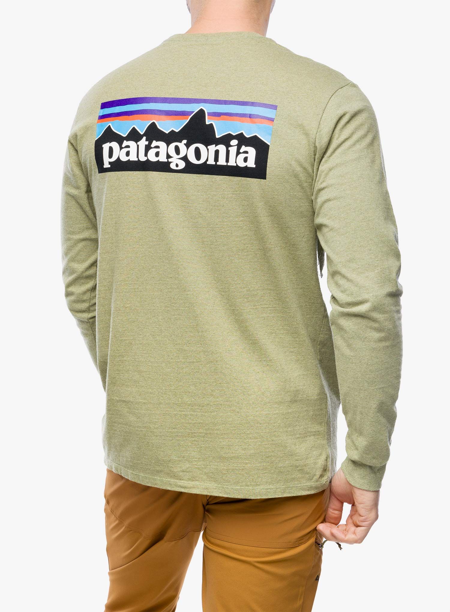 Mikina bez kapuce Patagonia L/S P-6 Logo Responsibili-Tee - buckhorn green