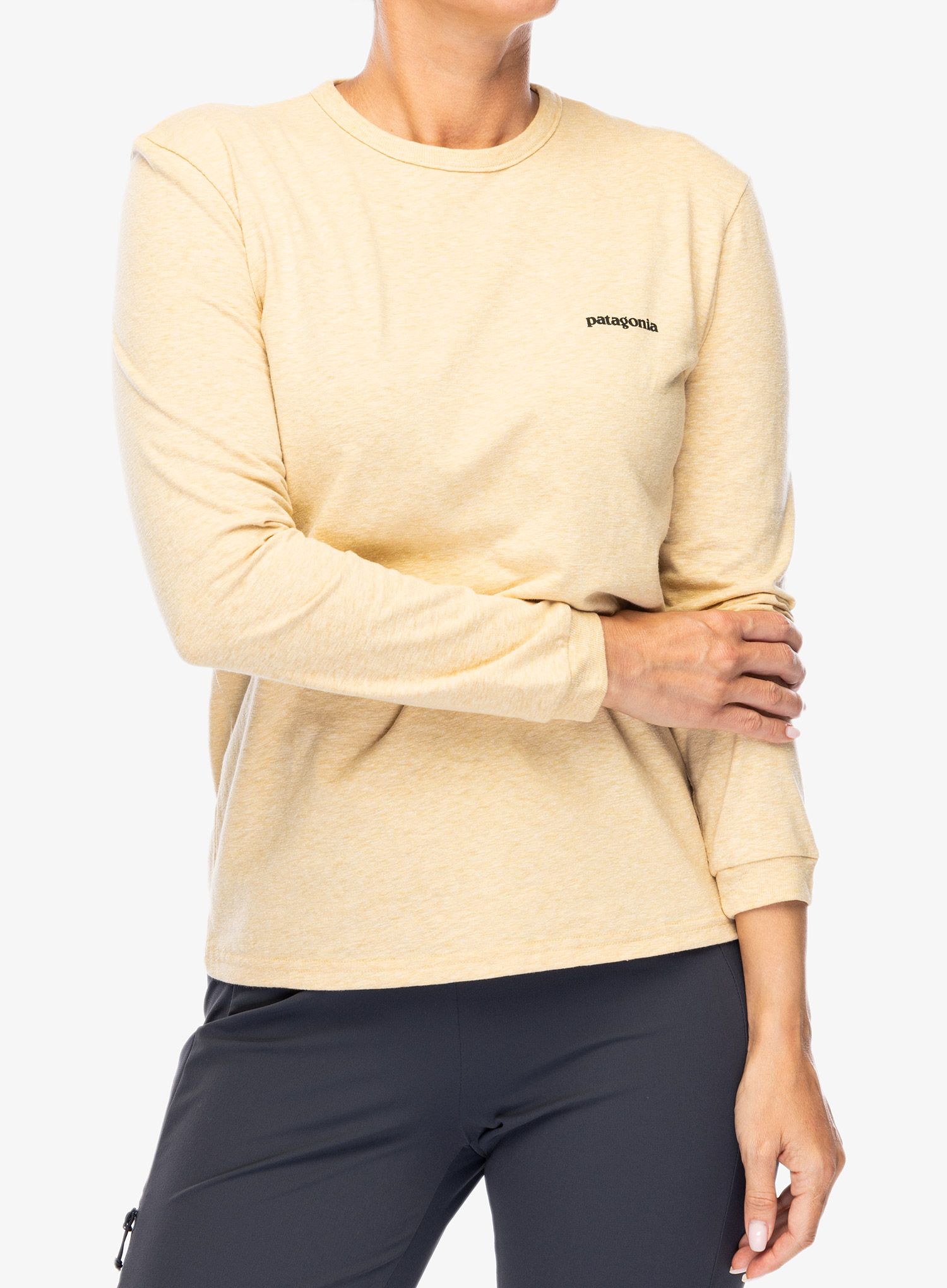 Dámské triko s dlouhým rukávem Patagonia L/S P-6 Logo Responsibili-Tee - beeswax tan