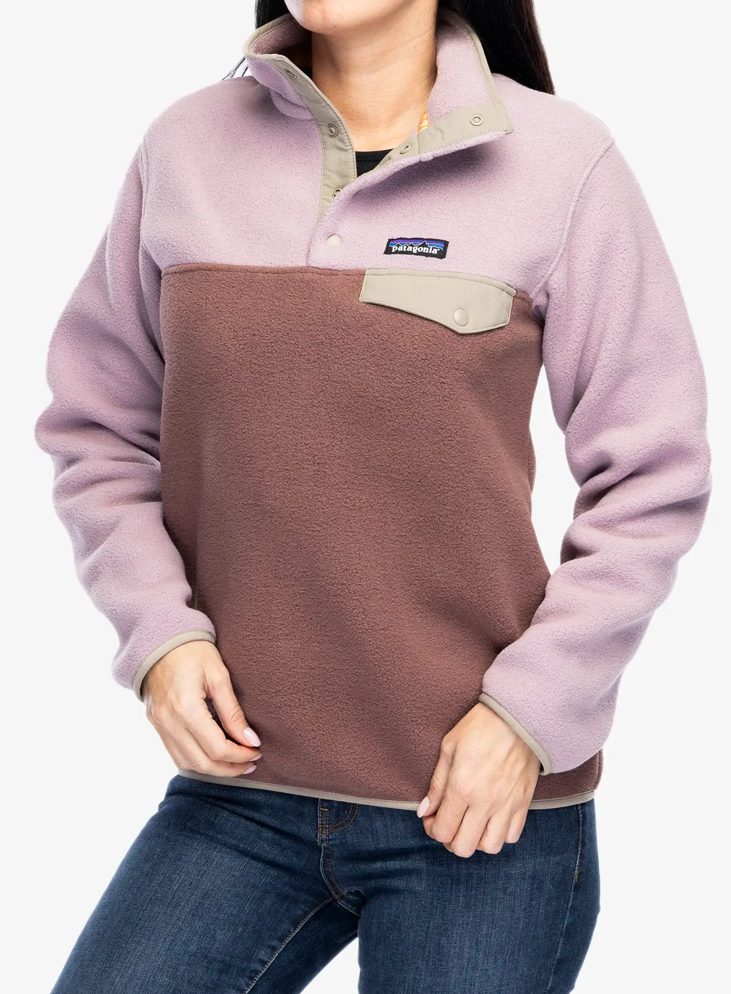 Fleecová mikina dámská Patagonia Lightweight Synch Snap-T Pullover - dulse mauve