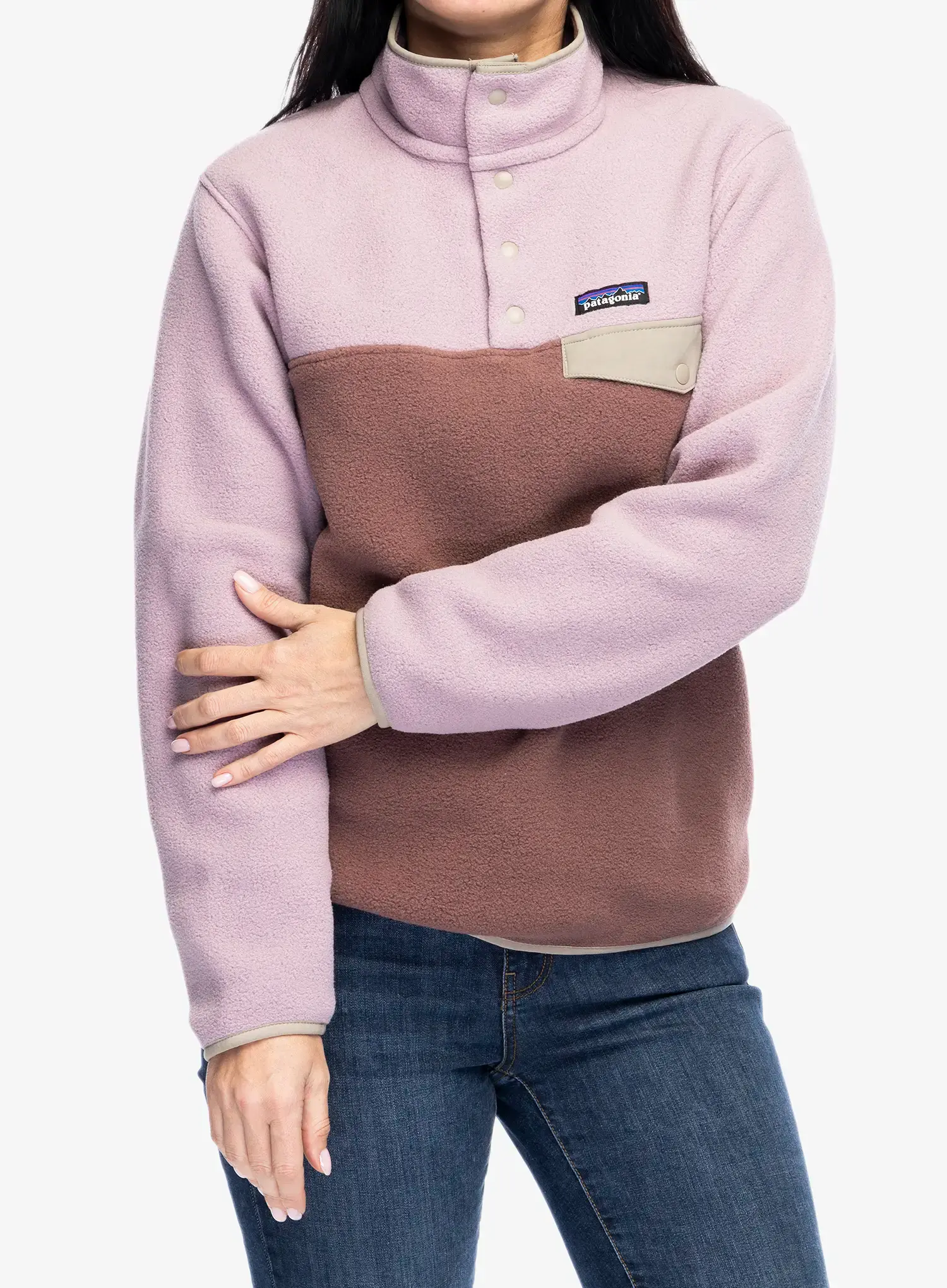 Fleecová mikina dámská Patagonia Lightweight Synch Snap-T Pullover - dulse mauve