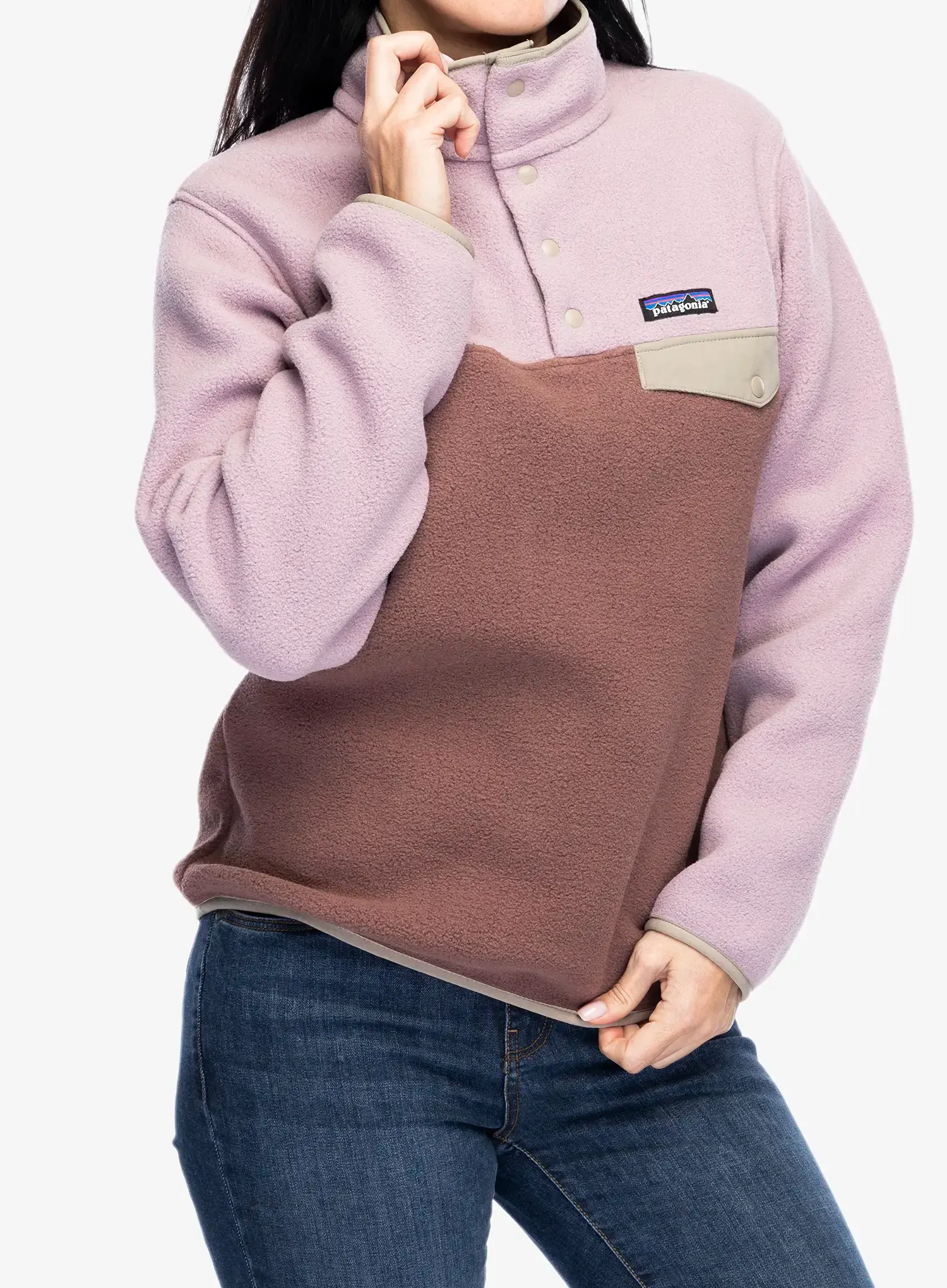 Fleecová mikina dámská Patagonia Lightweight Synch Snap-T Pullover - dulse mauve