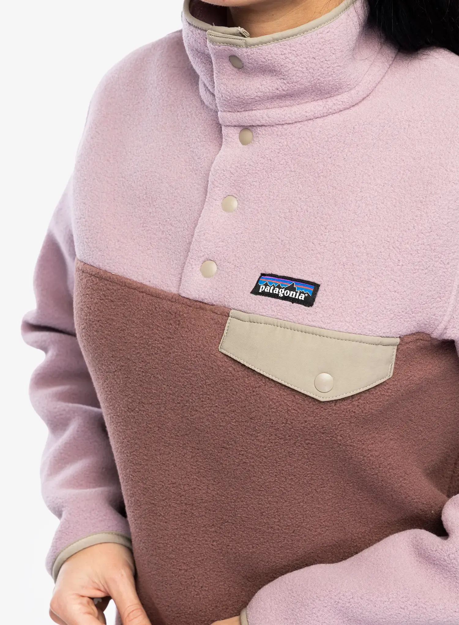 Fleecová mikina dámská Patagonia Lightweight Synch Snap-T Pullover - dulse mauve