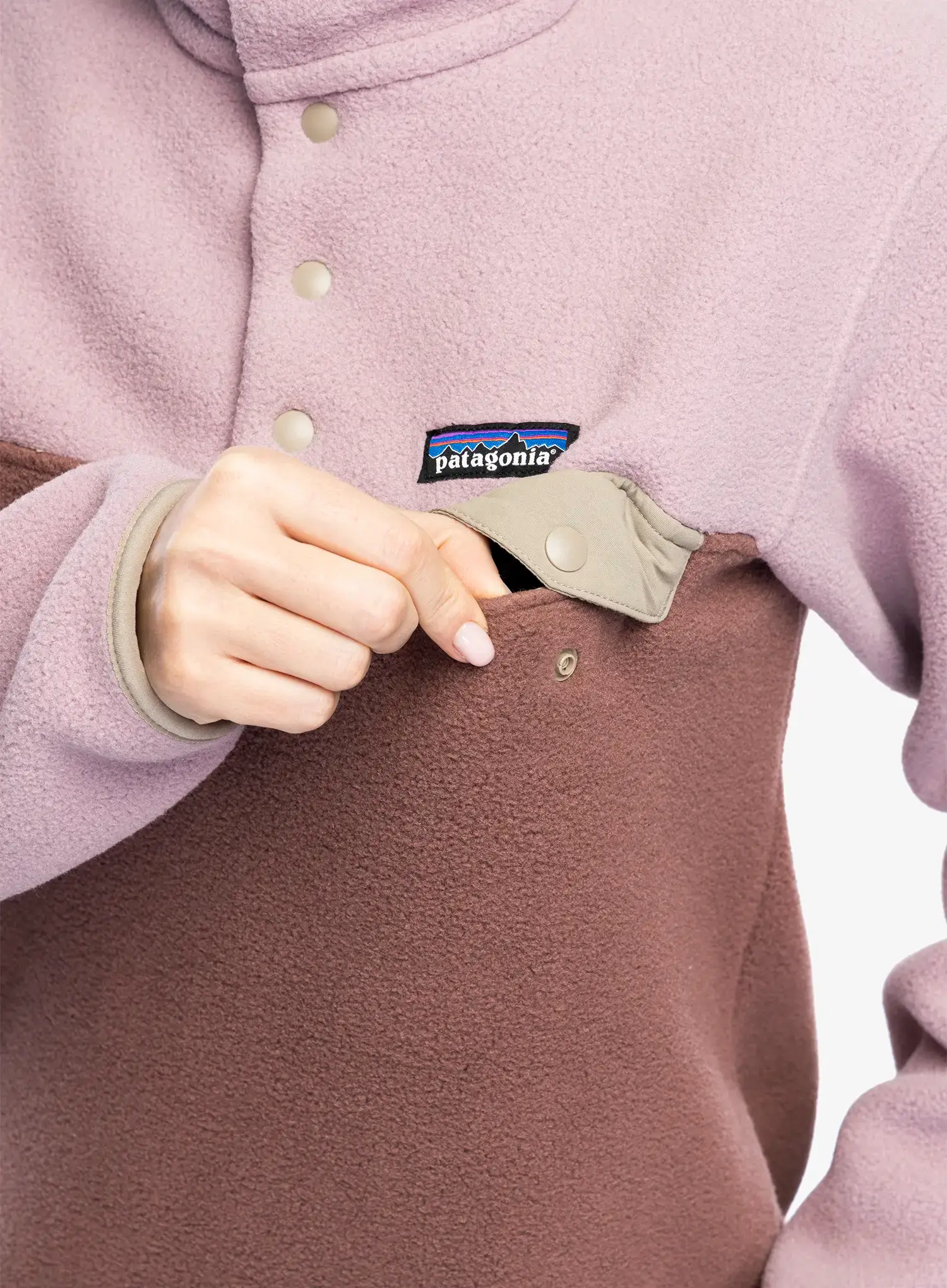 Fleecová mikina dámská Patagonia Lightweight Synch Snap-T Pullover - dulse mauve