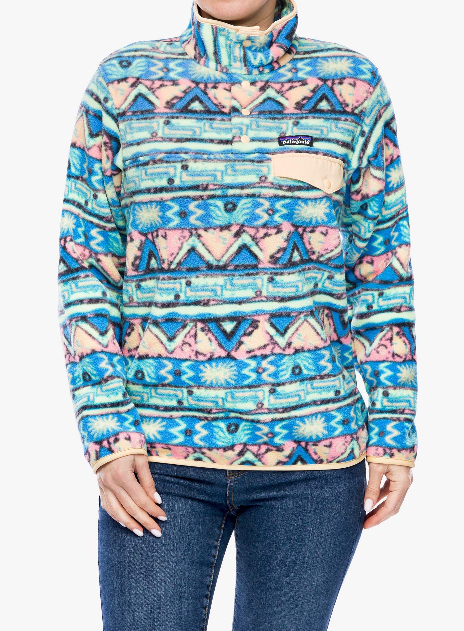 Fleece mikina dámská Patagonia Lightweight Synch Snap-T Pullover - high hopes/salamander