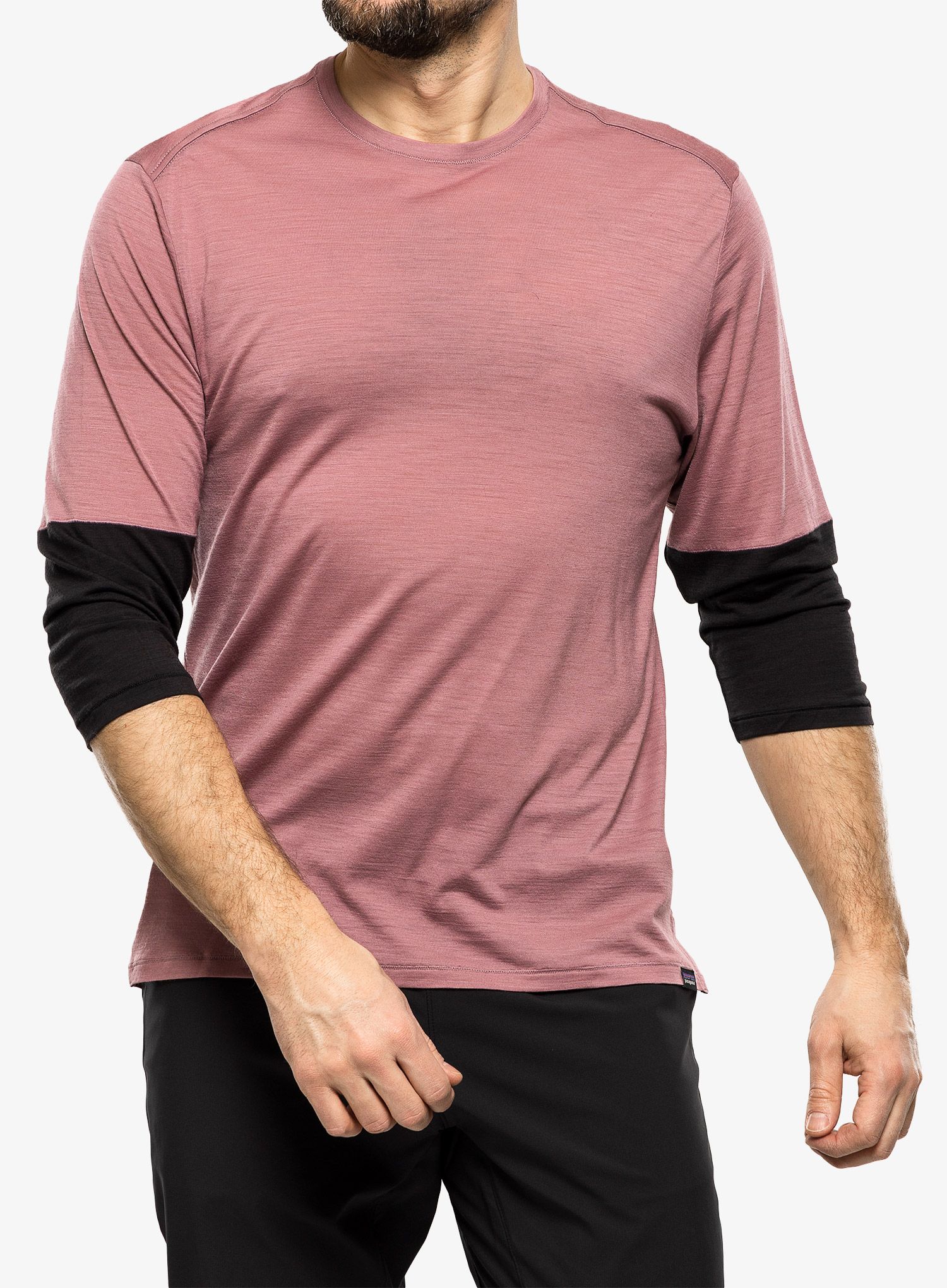 Cyklistické triko pánské Patagonia Merino 3/4 Sleeve Bike Jersey - evening mauve