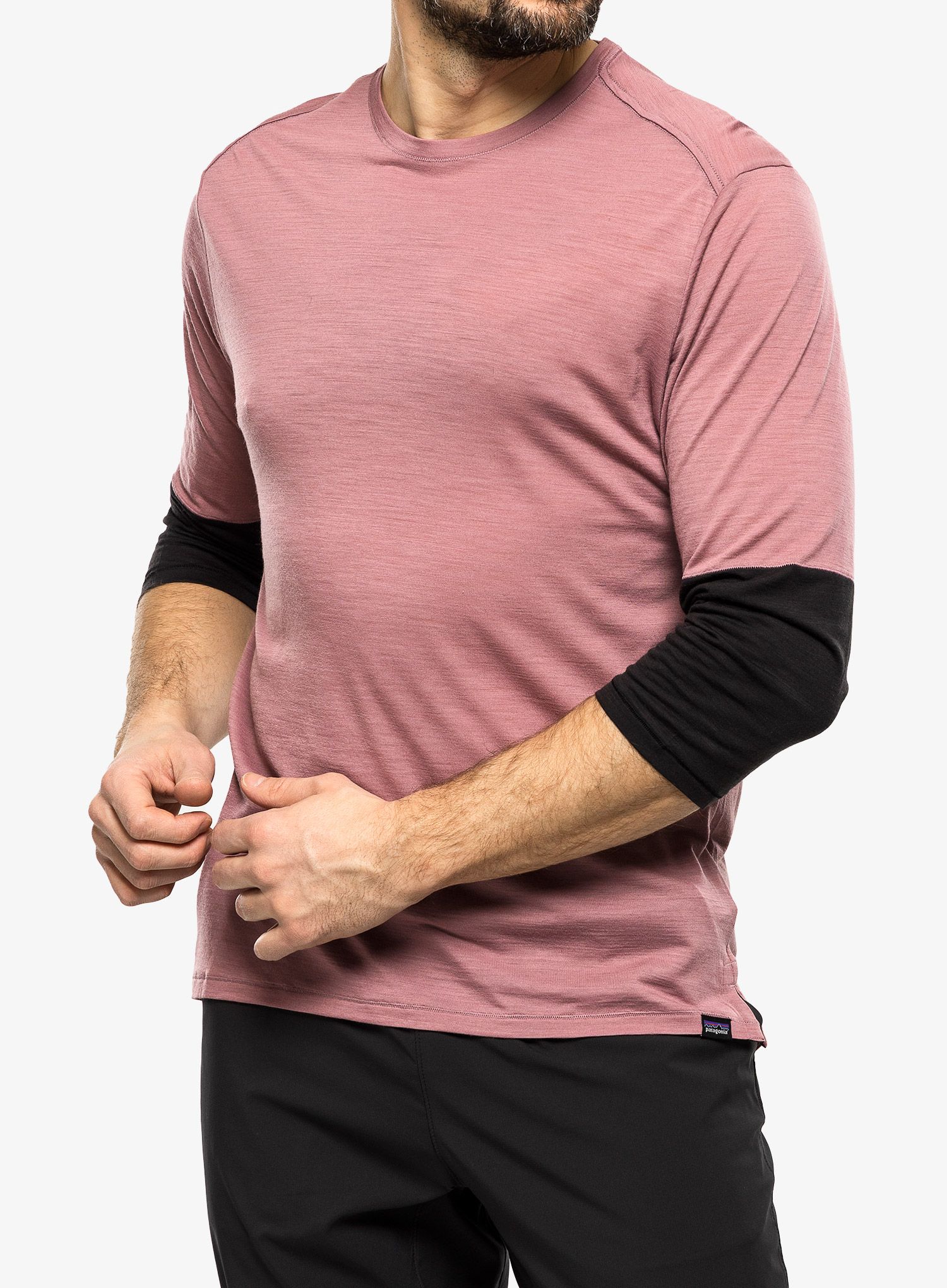 Cyklistické triko pánské Patagonia Merino 3/4 Sleeve Bike Jersey - evening mauve