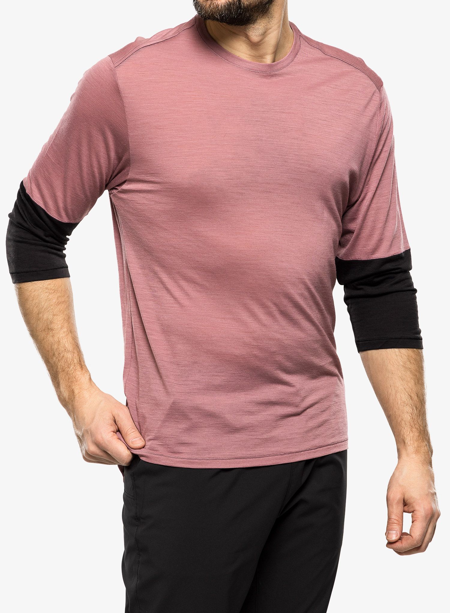 Cyklistické triko pánské Patagonia Merino 3/4 Sleeve Bike Jersey - evening mauve