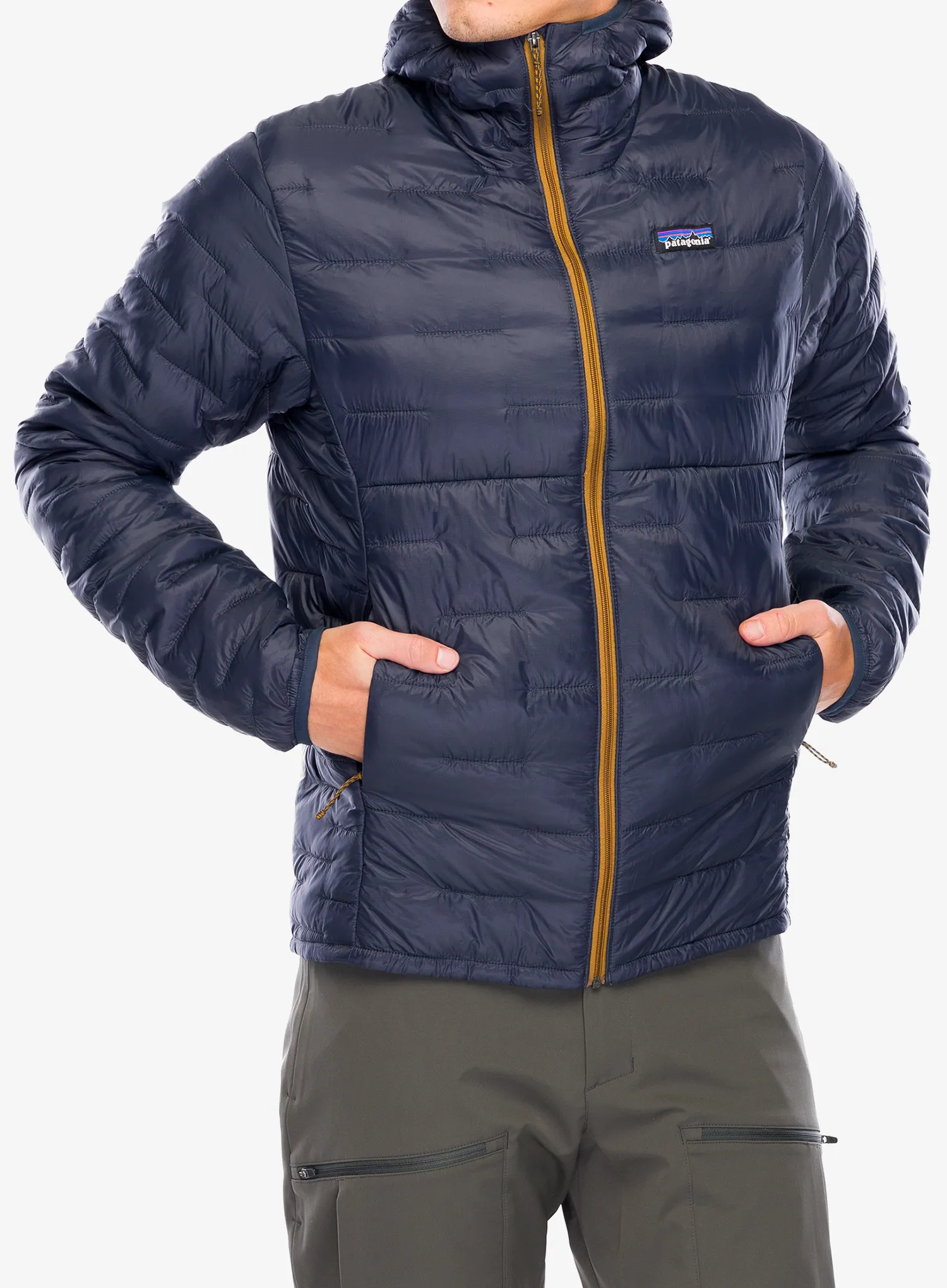 Zateplená bunda Patagonia Micro Puff Hoody - smolder blue/raptor brown blk