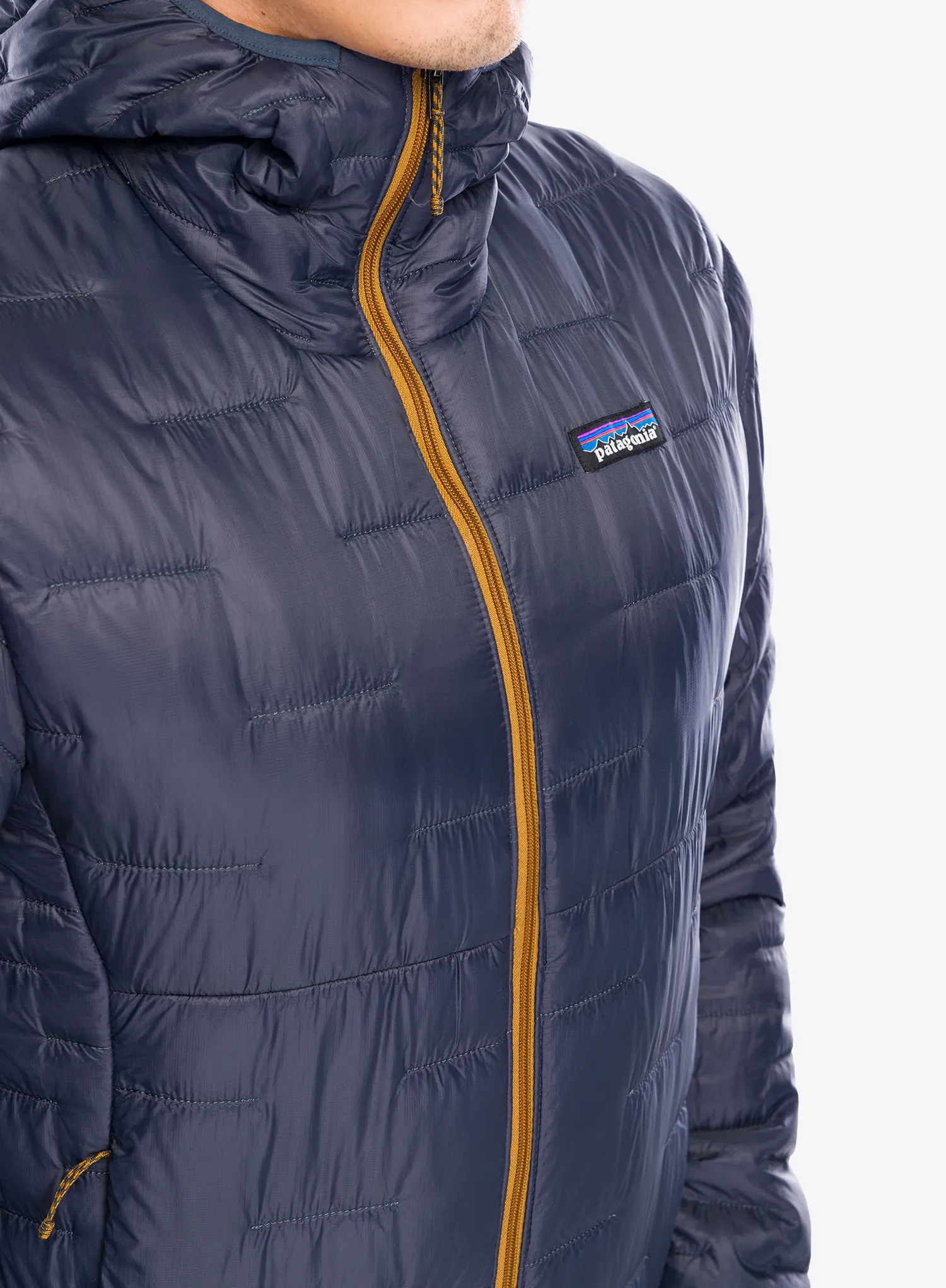 Zateplená bunda Patagonia Micro Puff Hoody - smolder blue/raptor brown blk