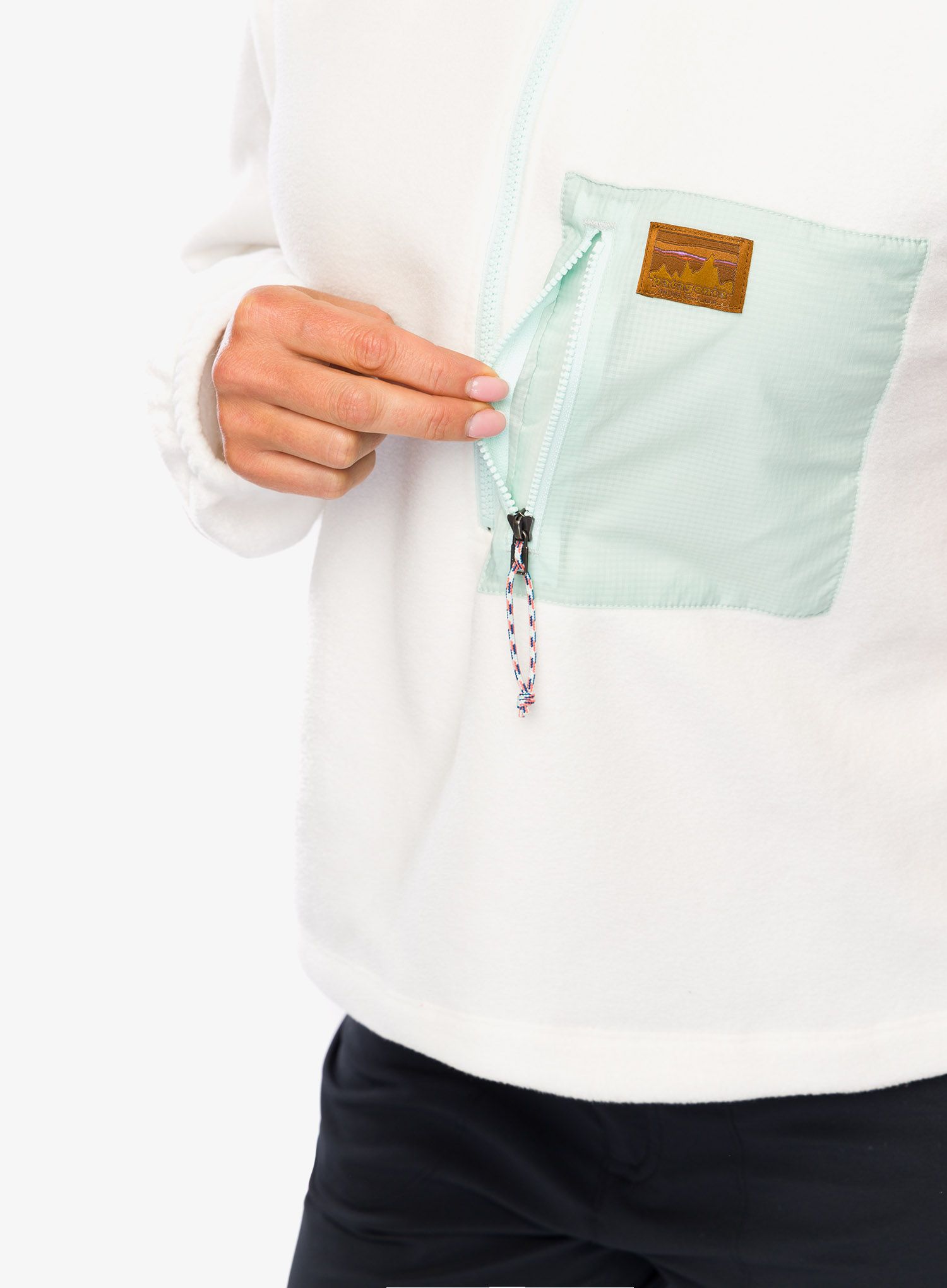 Fleece mikina dámská Patagonia Microdini 1/2 Zip P/O - birch white