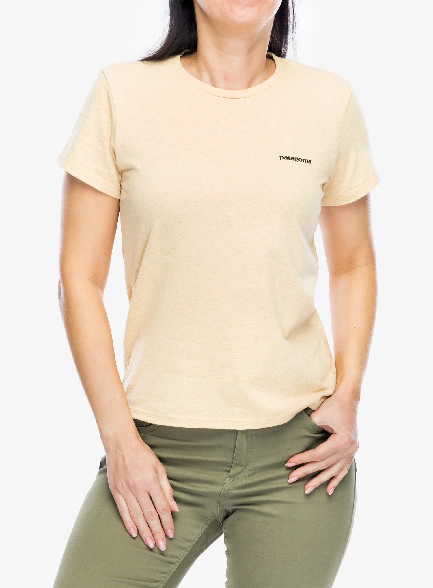 Bavlněné tričko dámské Patagonia P-6 Logo Responsibili-Tee - beeswax tan