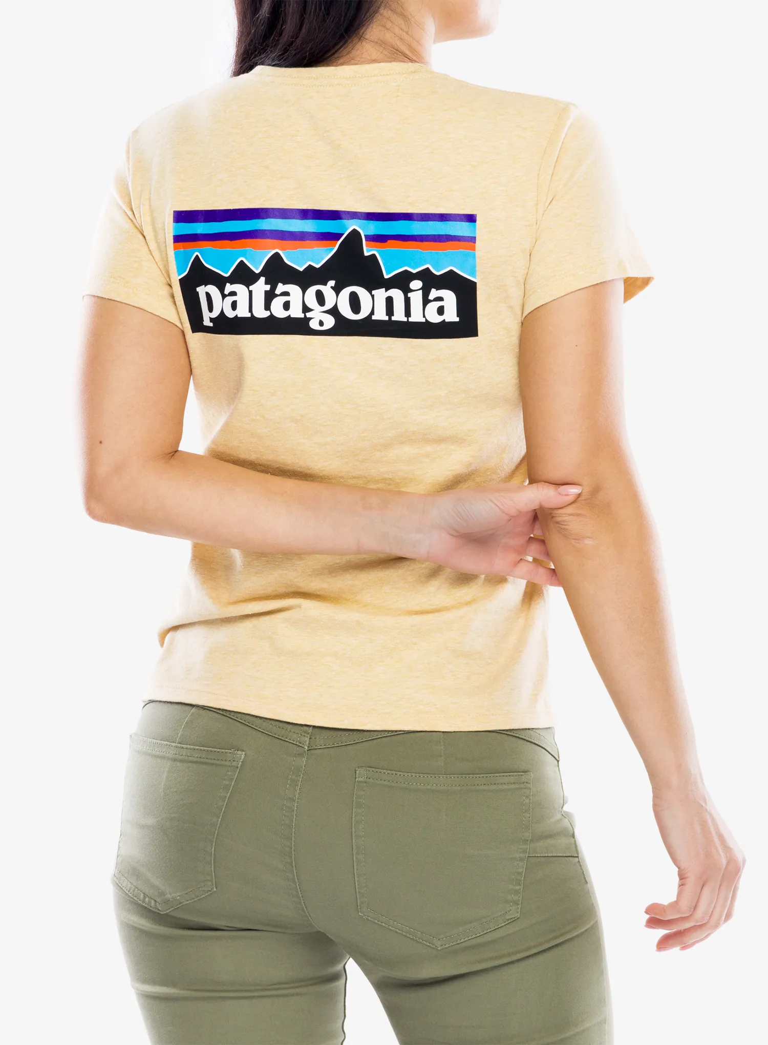 Bavlněné tričko dámské Patagonia P-6 Logo Responsibili-Tee - beeswax tan