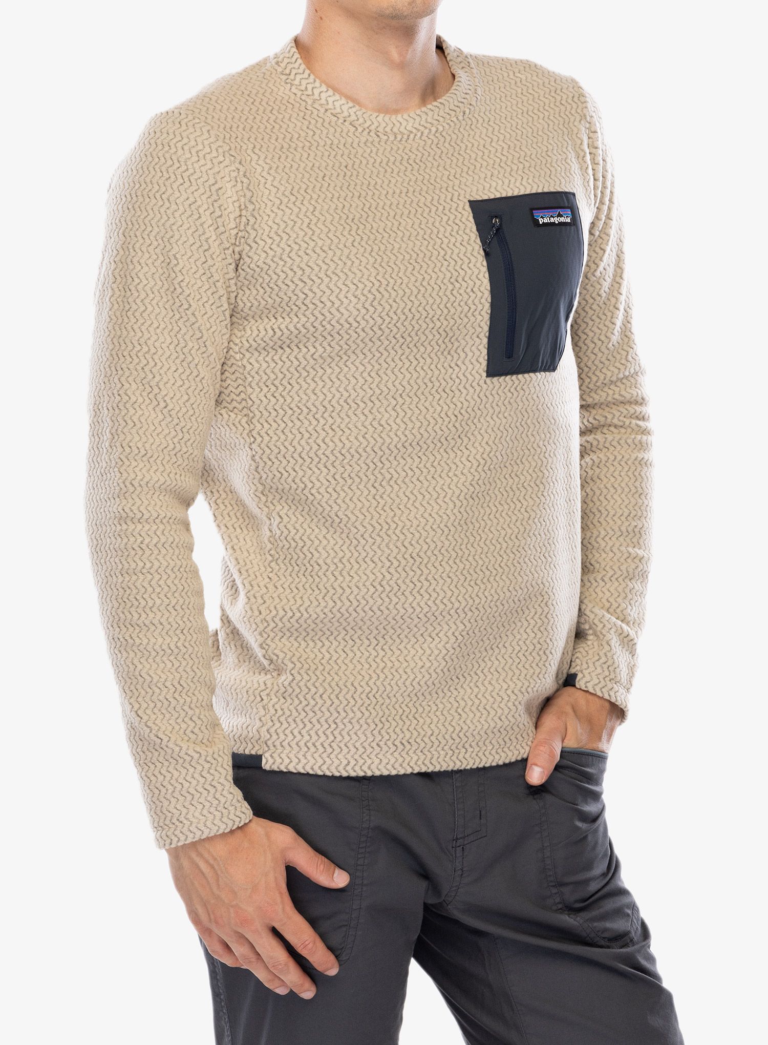 Mikina bez kapuce Patagonia R1 Air Crew - oar tan