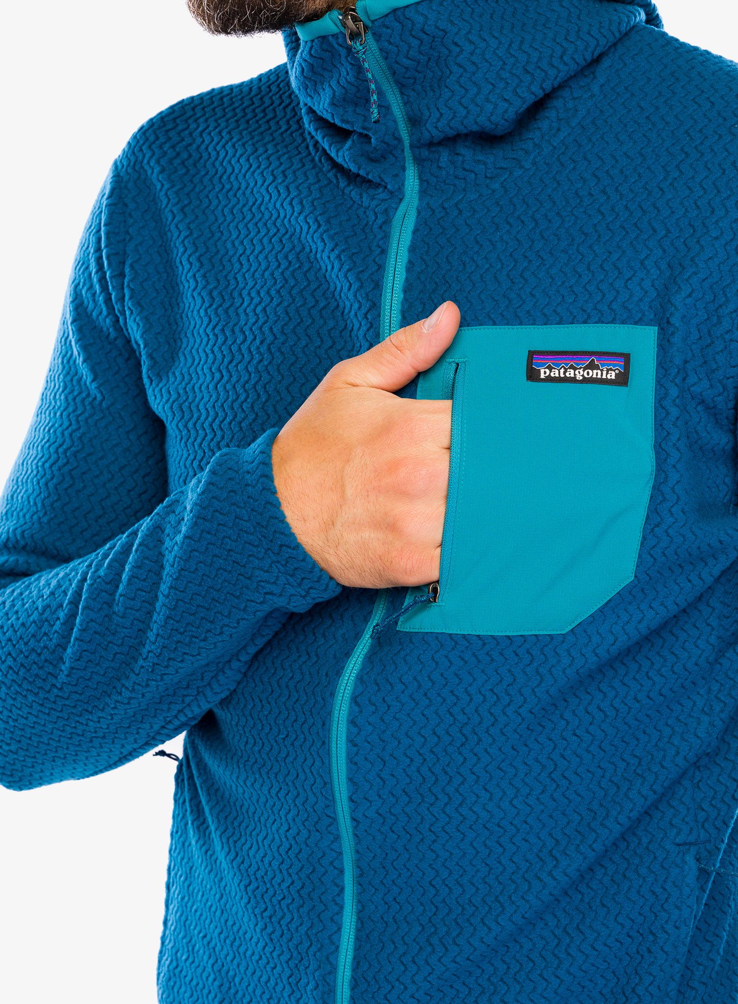 Fleece mikina Patagonia R1 Air Full-Zip Hoody - lagom blue