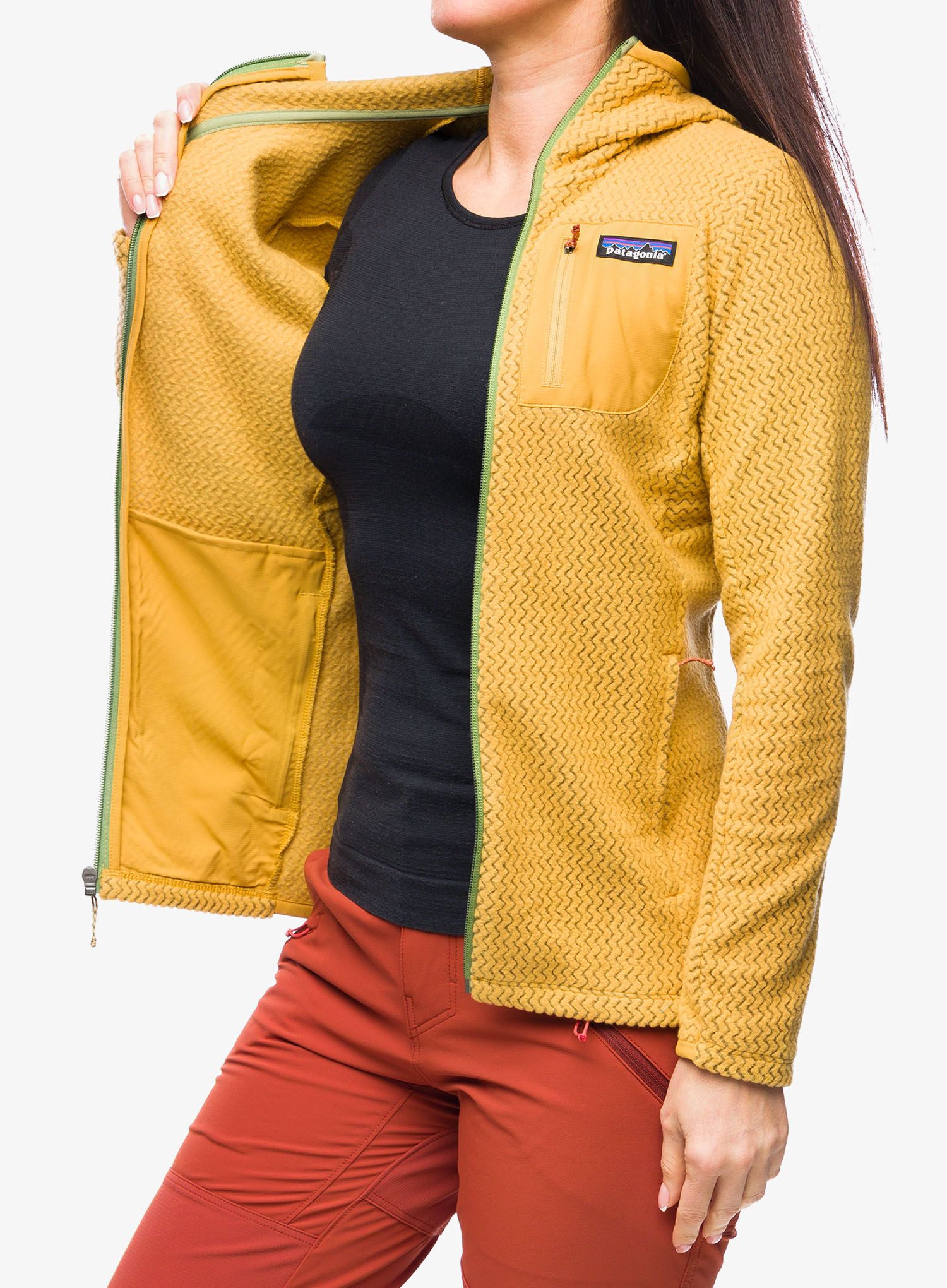 Fleece mikina dámská Patagonia R1 Air Full-Zip Hoody - pufferfish gold