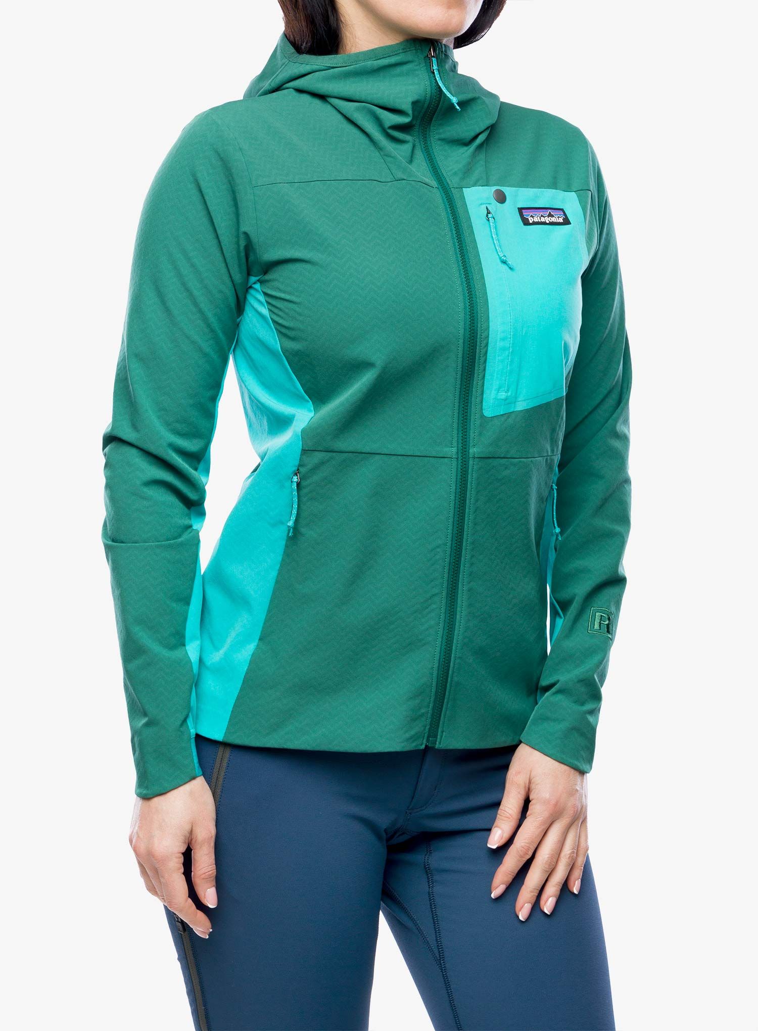 Softshellová bunda dámská Patagonia R1 CrossStrata Hoody - conifer green
