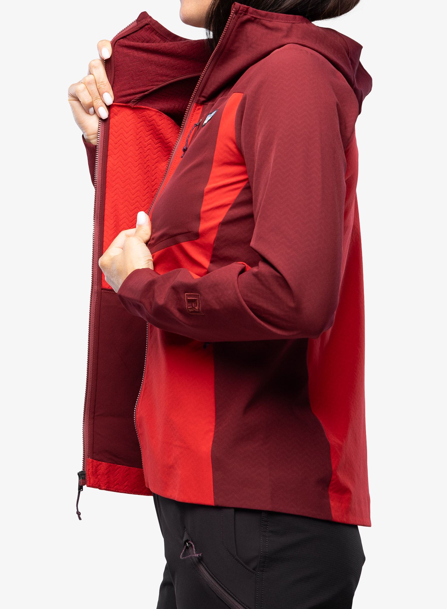 Dámská bunda Patagonia R1 CrossStrata Hoody - touring red