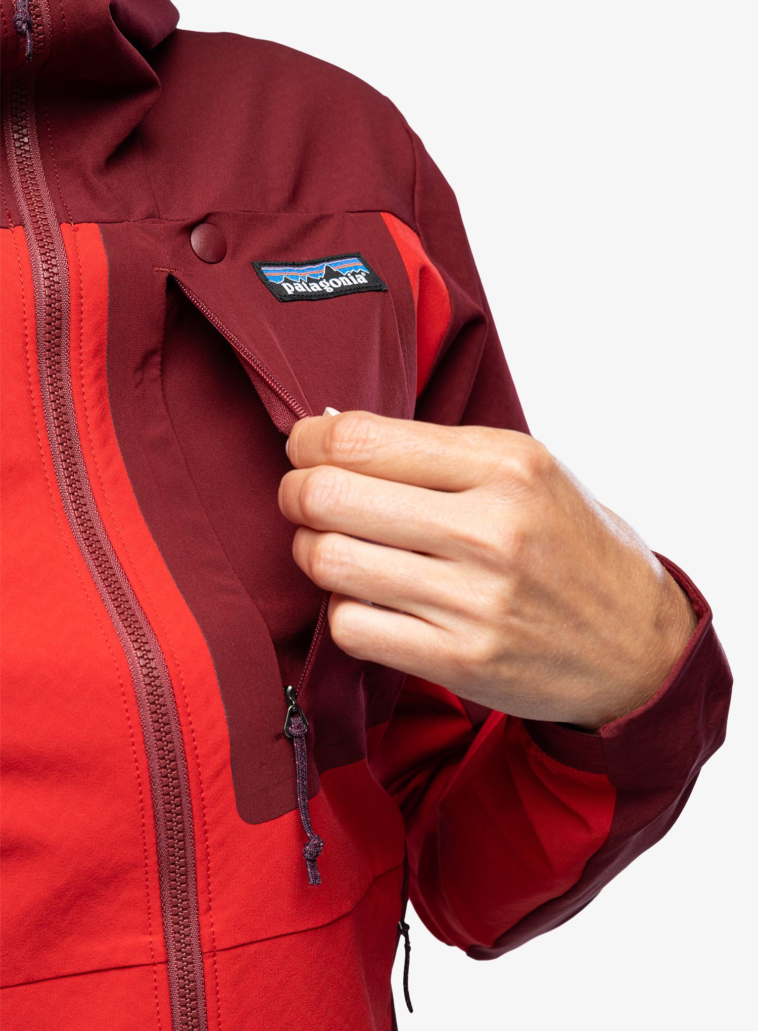 Dámská bunda Patagonia R1 CrossStrata Hoody - touring red