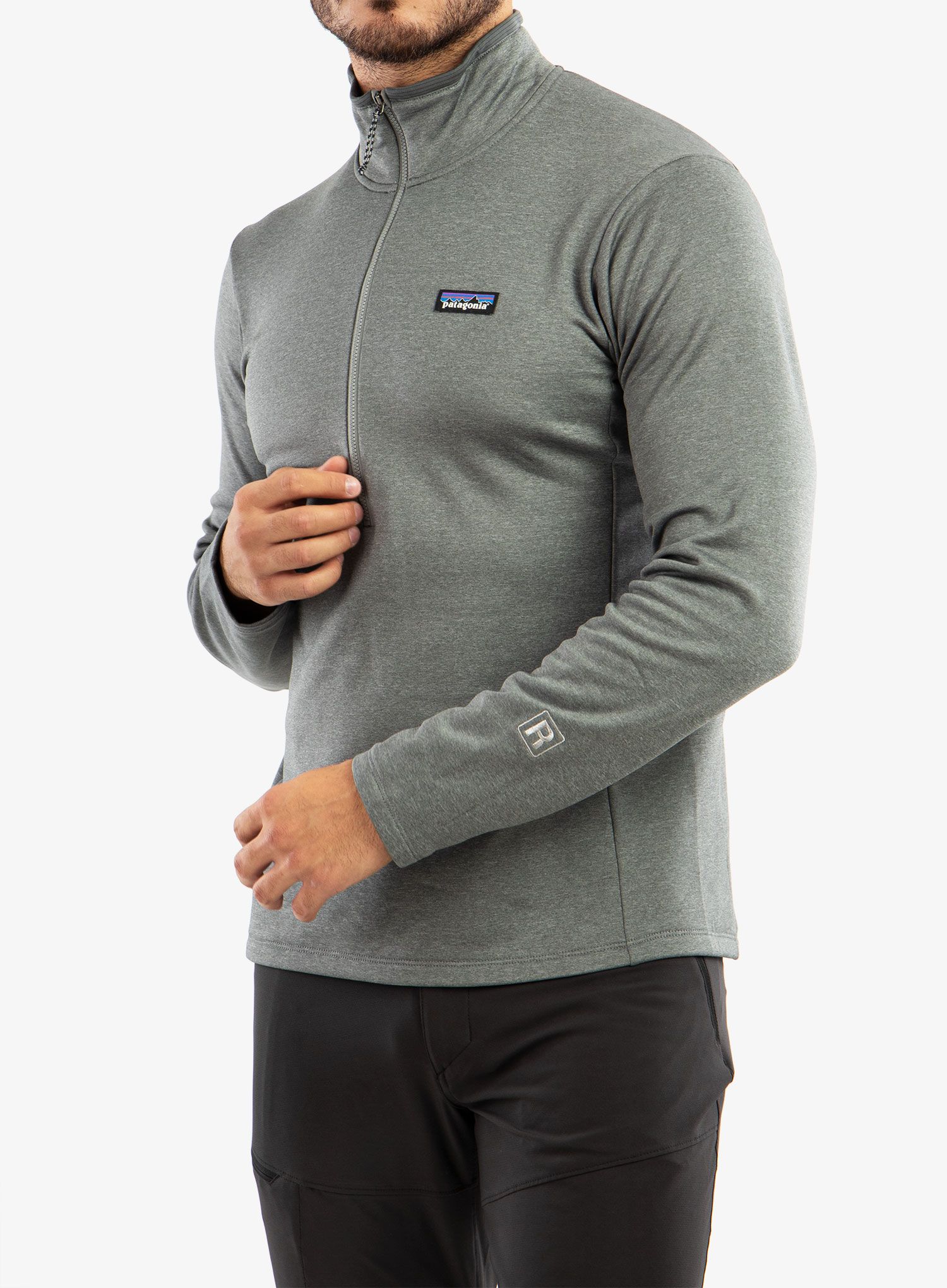 Fleecová mikina Patagonia R1 Daily Zip Neck - noble grey/salt grey