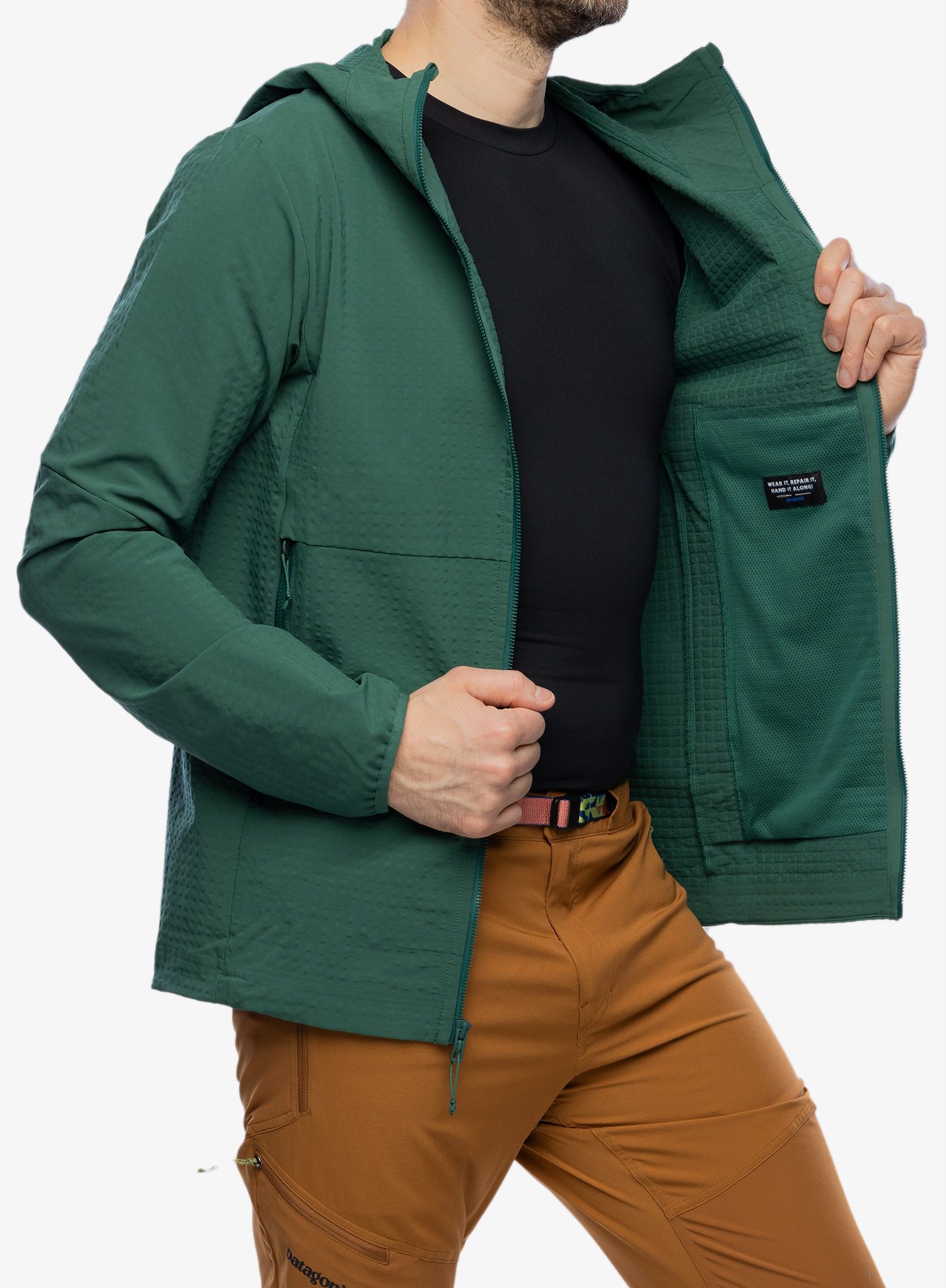 Softshellová bunda Patagonia R1 TechFace Hoody - conifer green