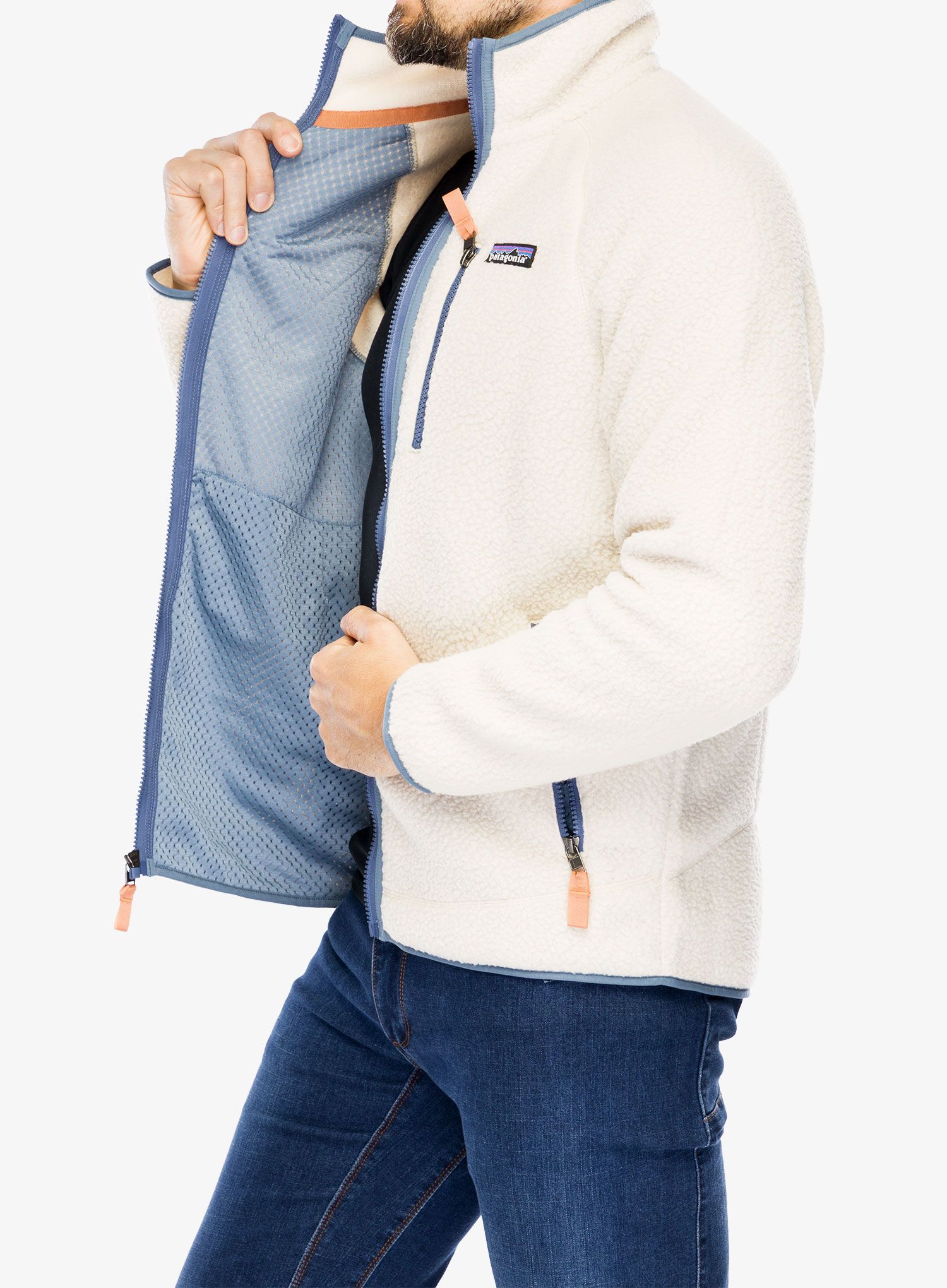Fleecová mikina Patagonia Retro Pile Jacket - dark natural/blue