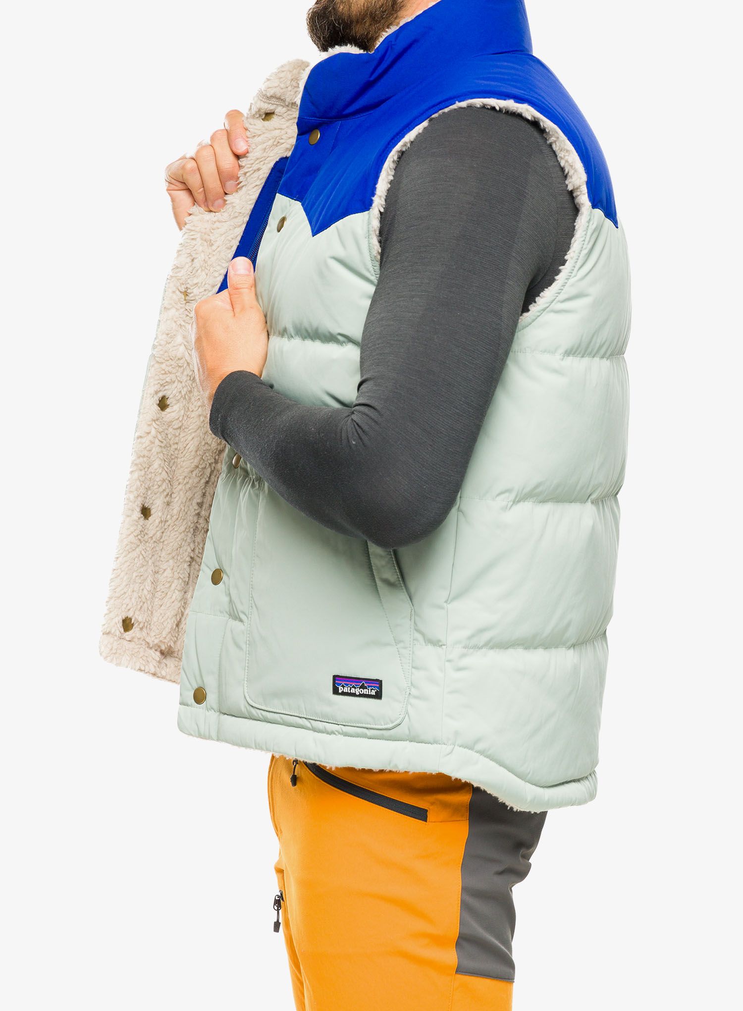 Pánská vesta Patagonia Reversible Bivy Down Vest - sleet green
