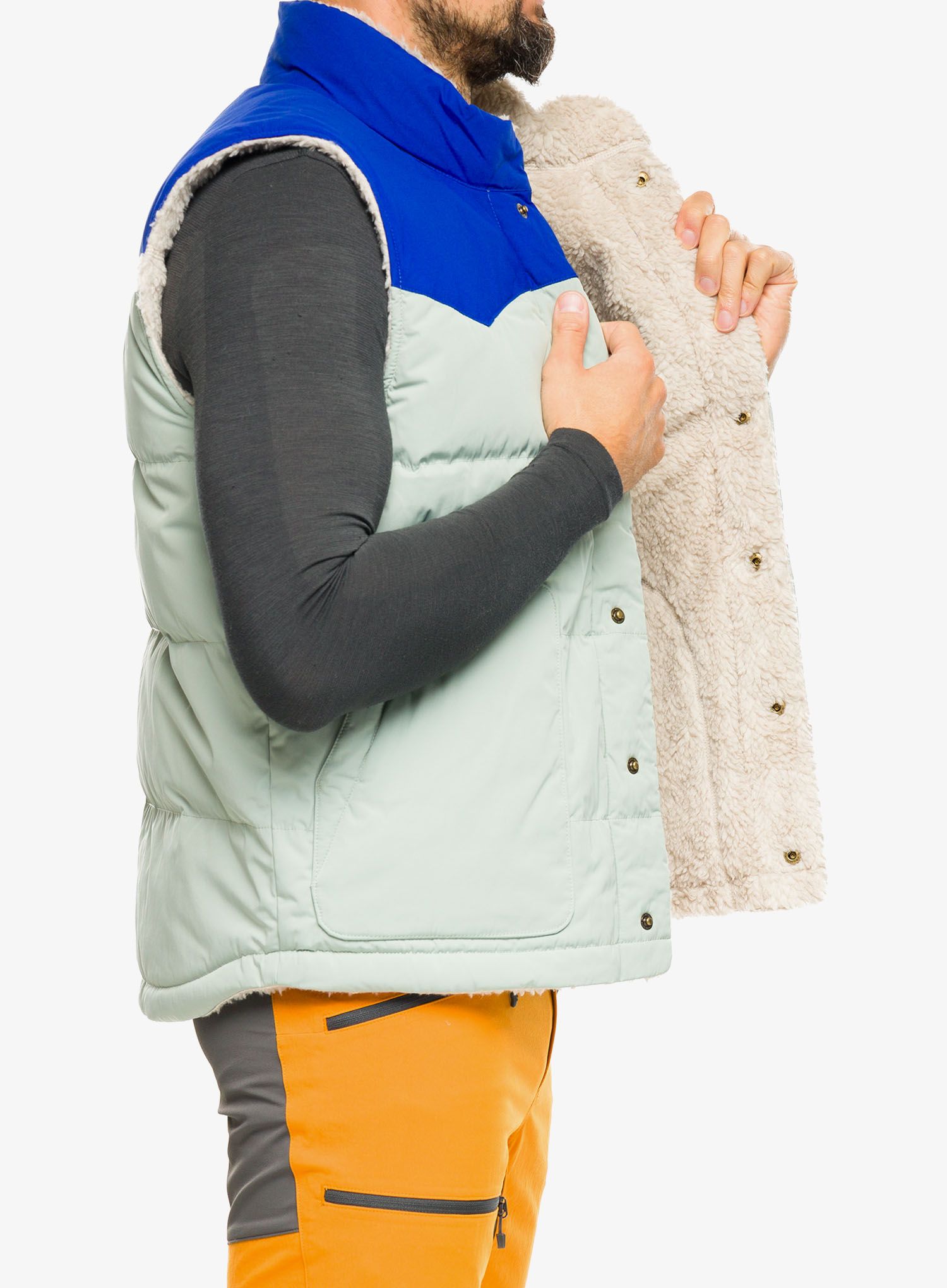 Pánská vesta Patagonia Reversible Bivy Down Vest - sleet green