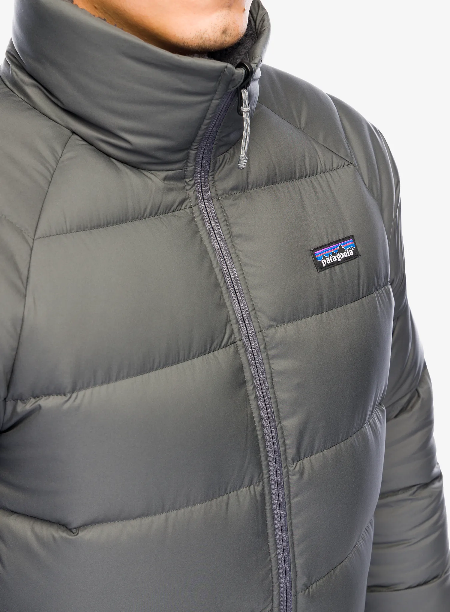 Péřová bunda Patagonia Reversible Silent Down Jacket - forge grey