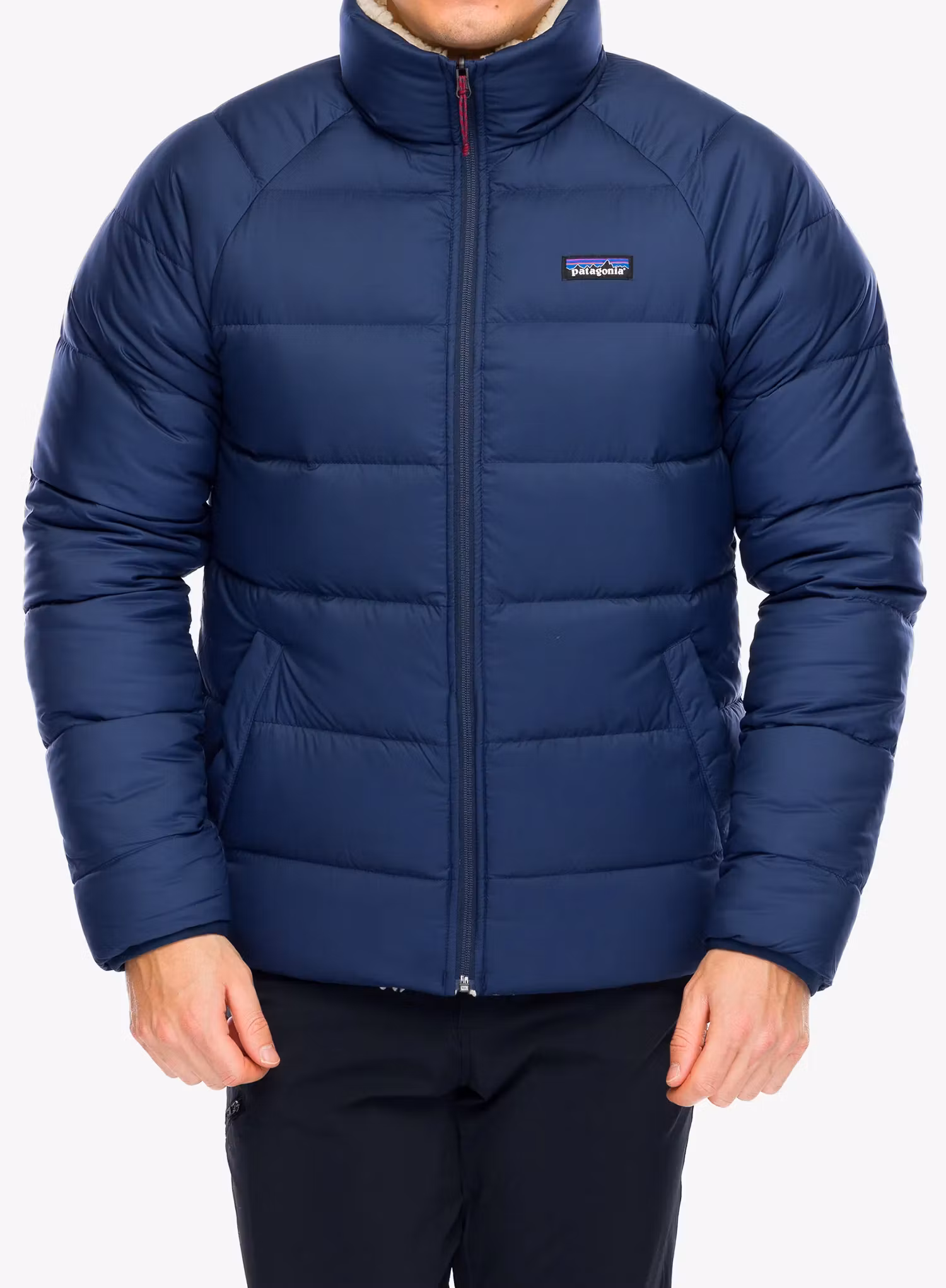 Péřová bunda Patagonia Reversible Silent Down Jacket - new navy
