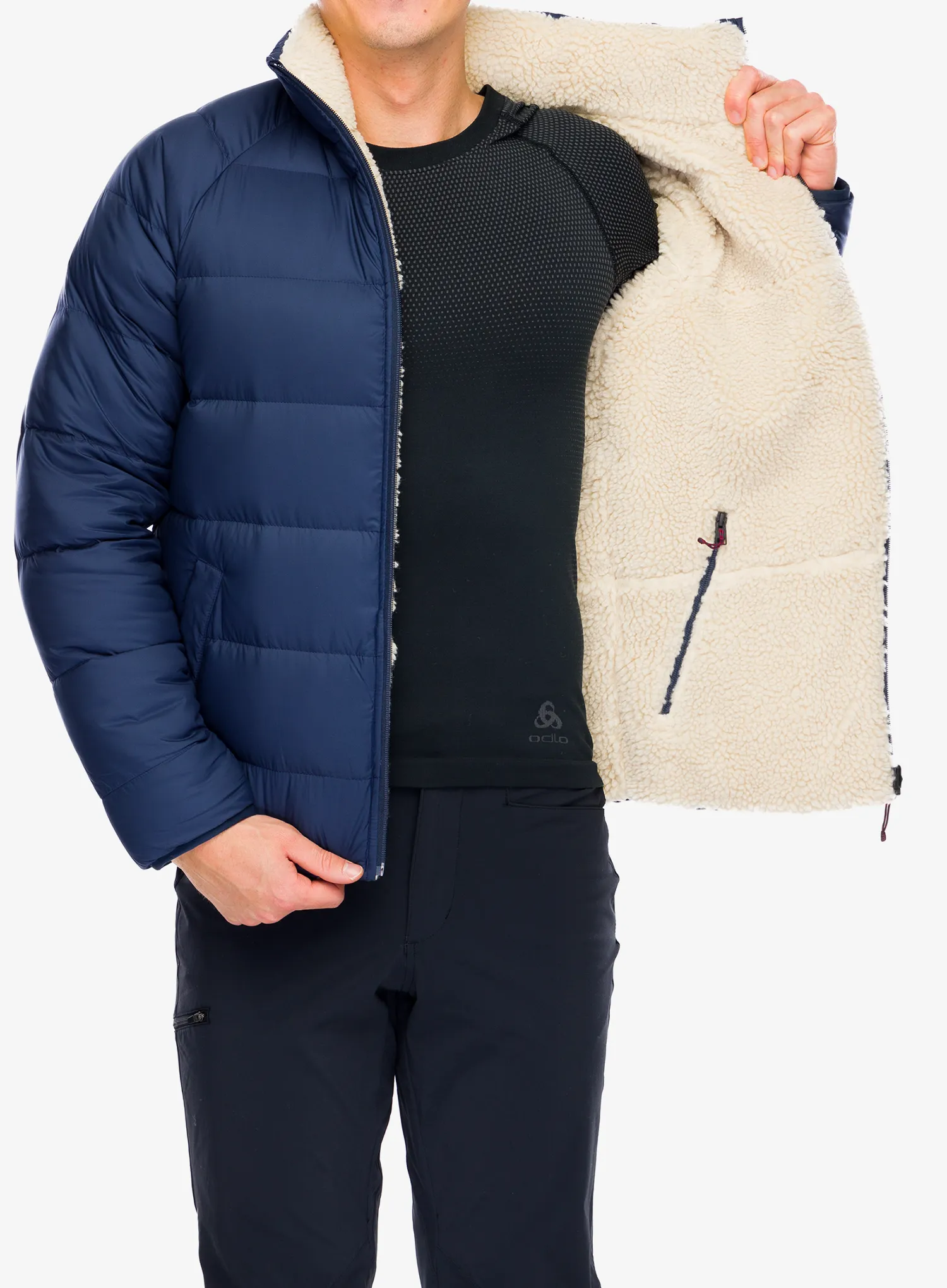 Péřová bunda Patagonia Reversible Silent Down Jacket - new navy