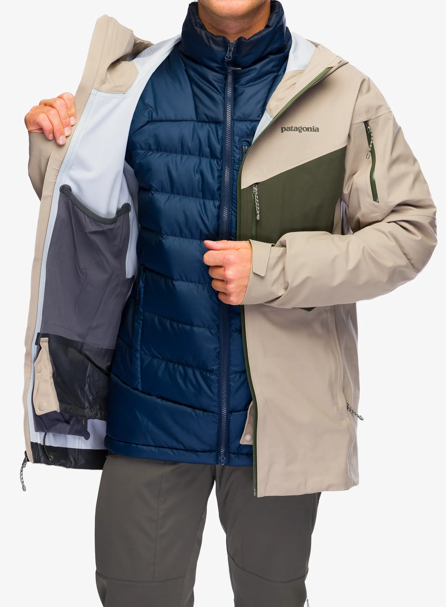 Bunda na skialpinismus Patagonia SnowDrifter Jacket - seabird grey