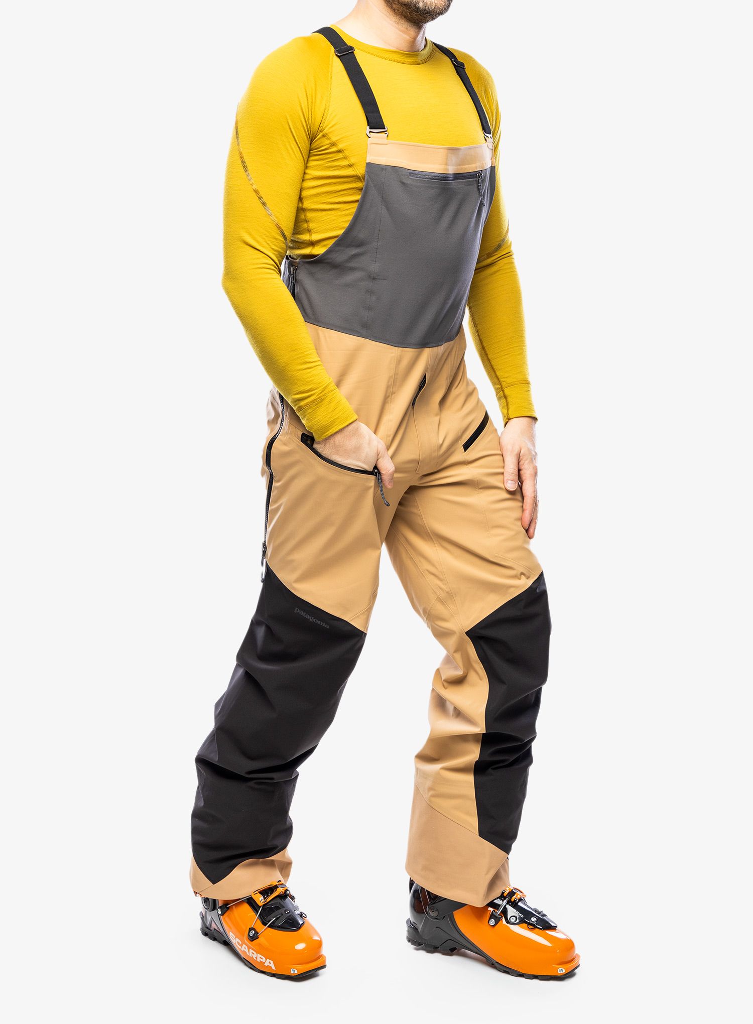 Skialpové kalhoty Patagonia Snowdrifter Bibs - grayling brown