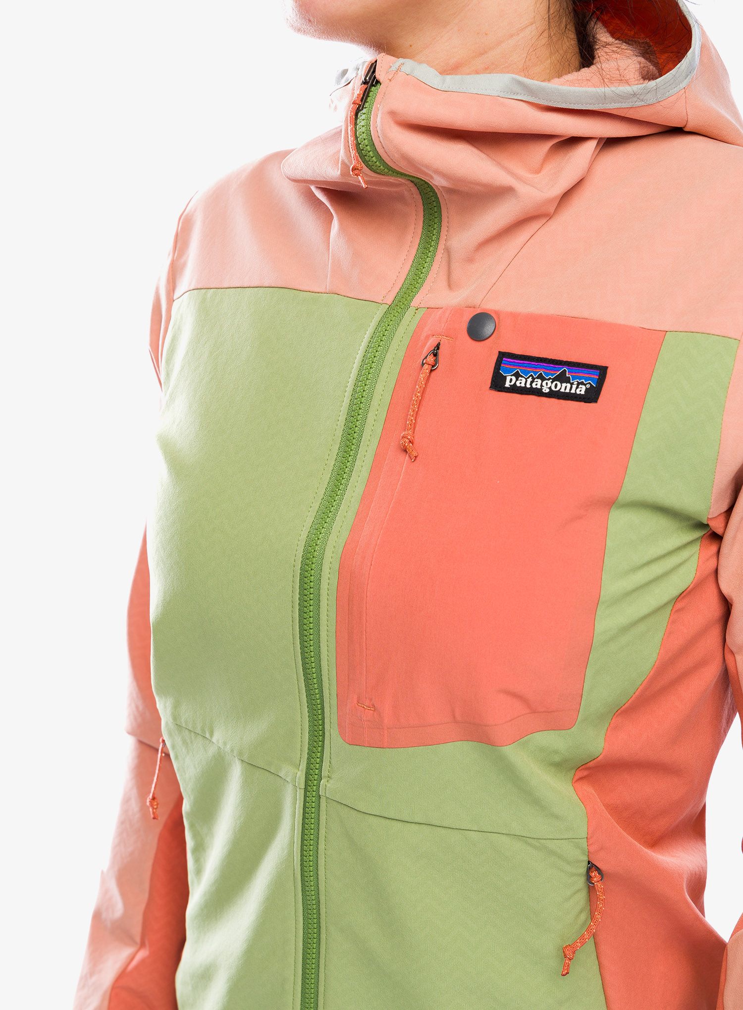 Dámská bunda Patagonia R1 CrossStrata Hoody - buckhorn green