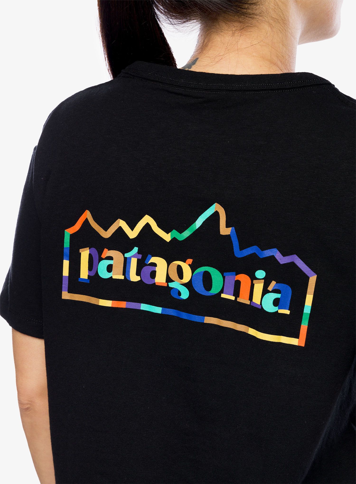 Dámské tričko s potiskem Patagonia Unity Fitz Easy Cut Responsibili-Tee - ink black