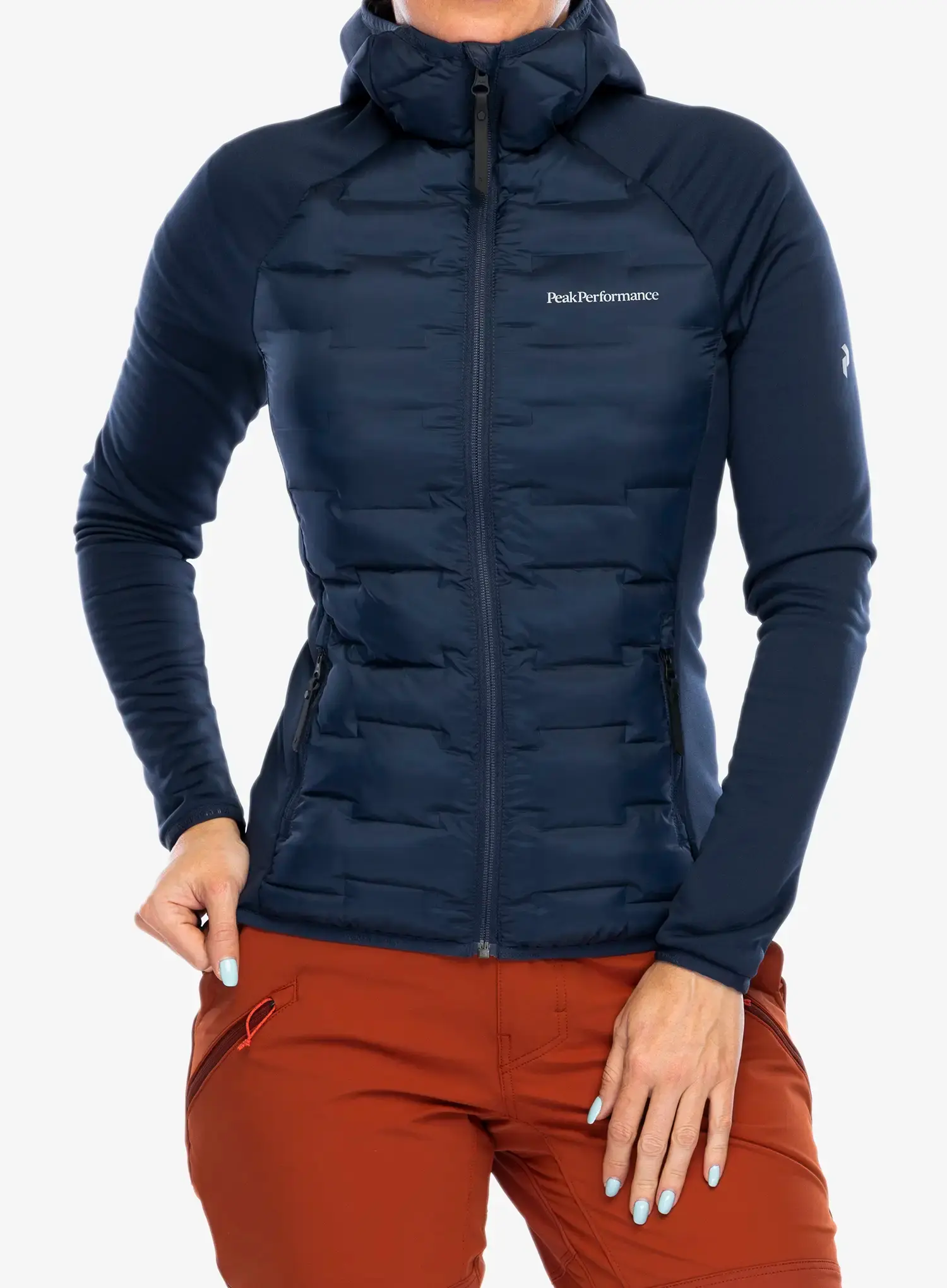 Hybridní bunda dámská Peak Performance Argon Hybrid Hood - blue shadow