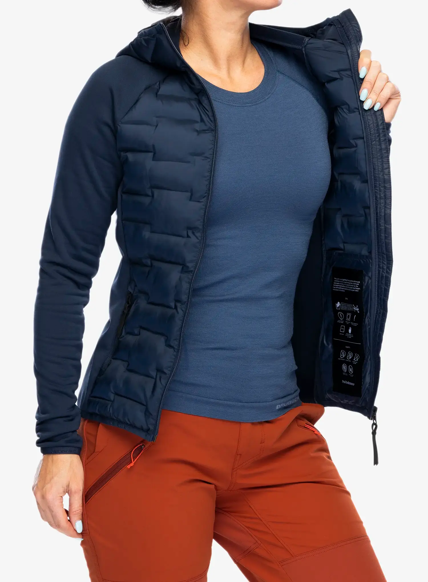 Hybridní bunda dámská Peak Performance Argon Hybrid Hood - blue shadow