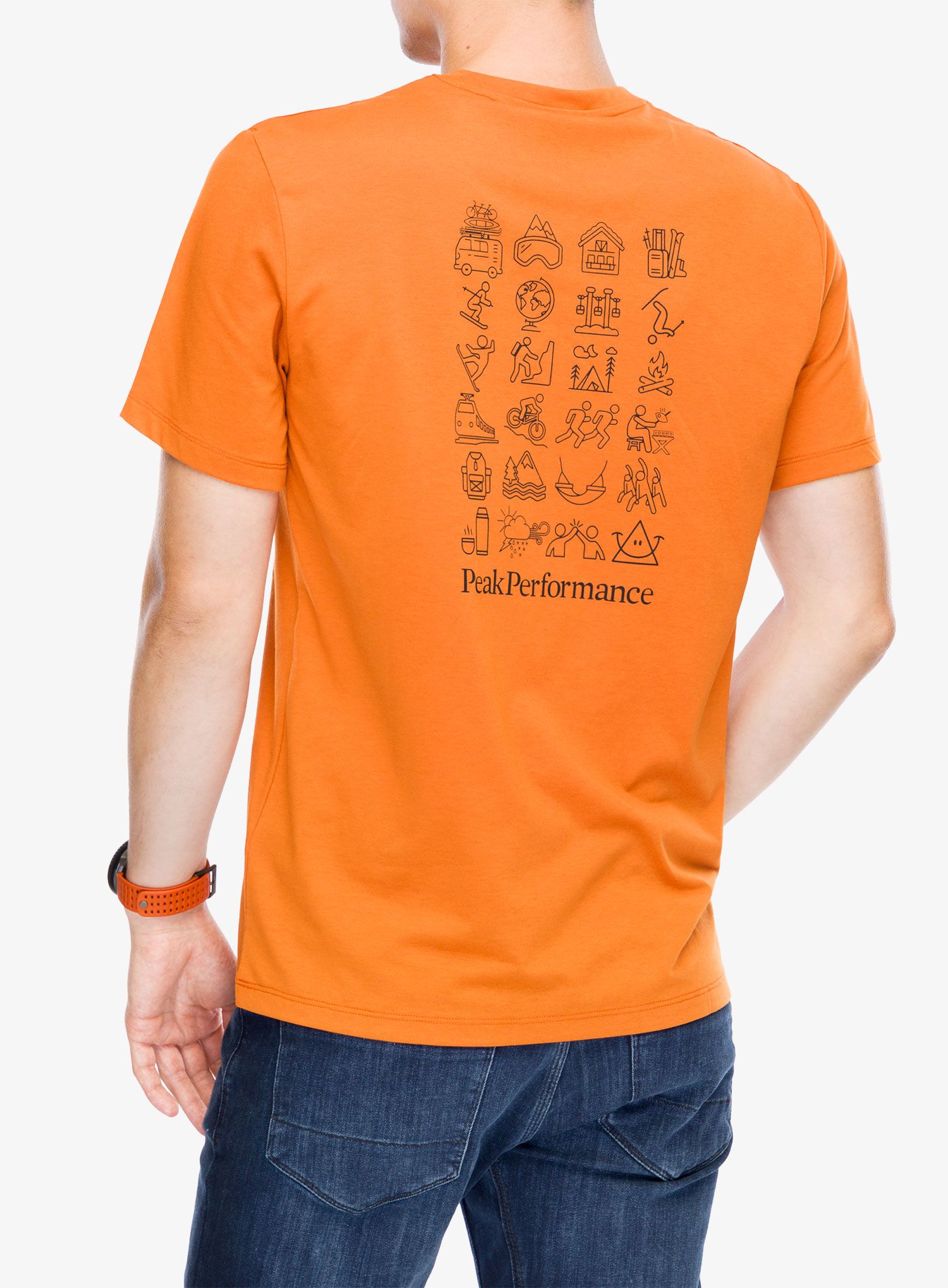 Rychleschnoucí triko Peak Performance Explore Graphic Tee - gold flame