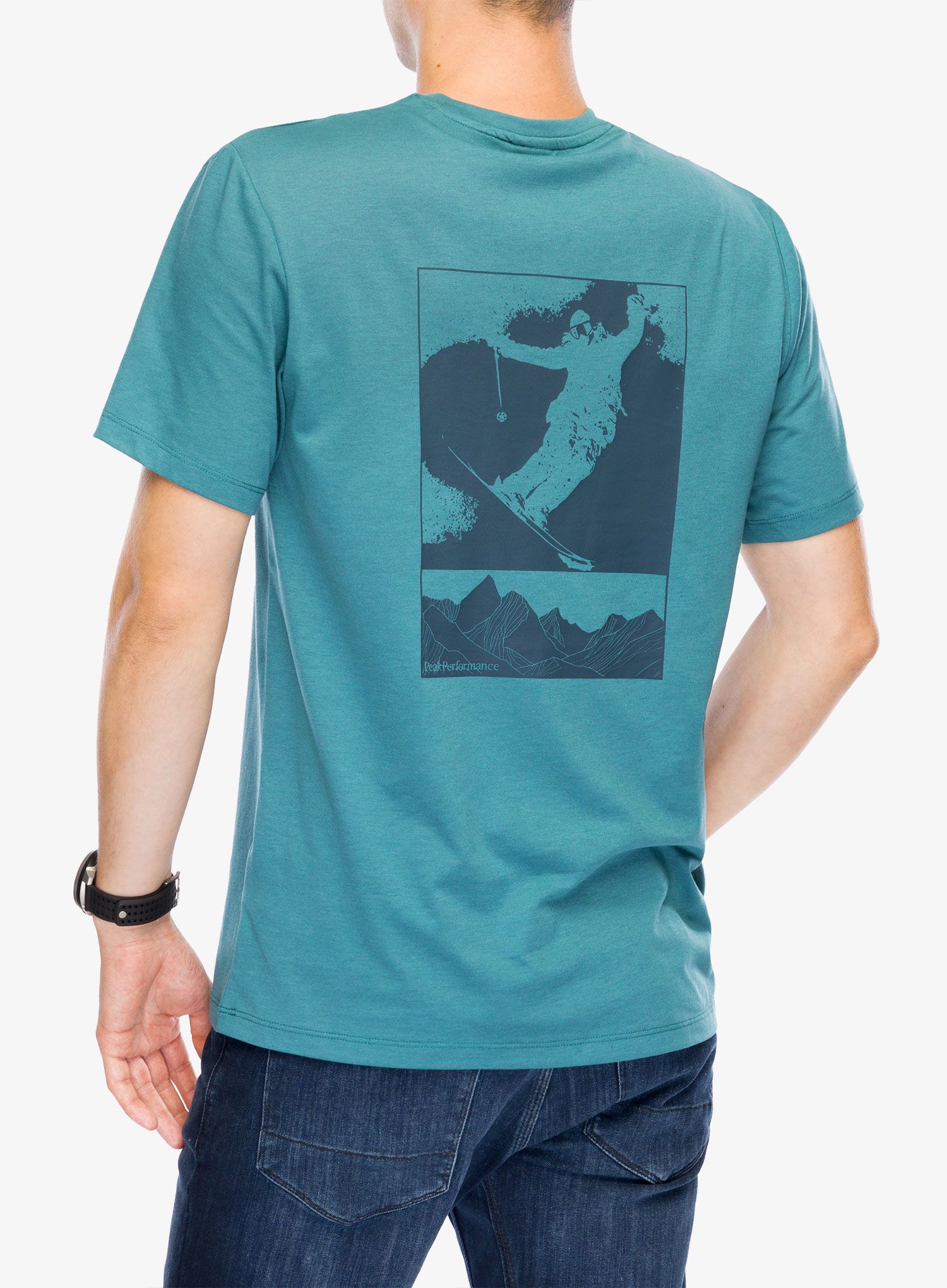 Tričko s potiskem Peak Performance Explore Graphic Tee - hydro fresh