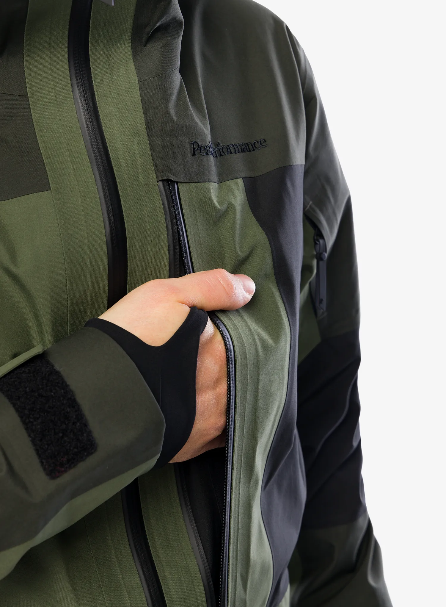Lyžařská bunda Peak Performance Gravity GORE-TEX 3L Jacket - olive extreme/black/pine