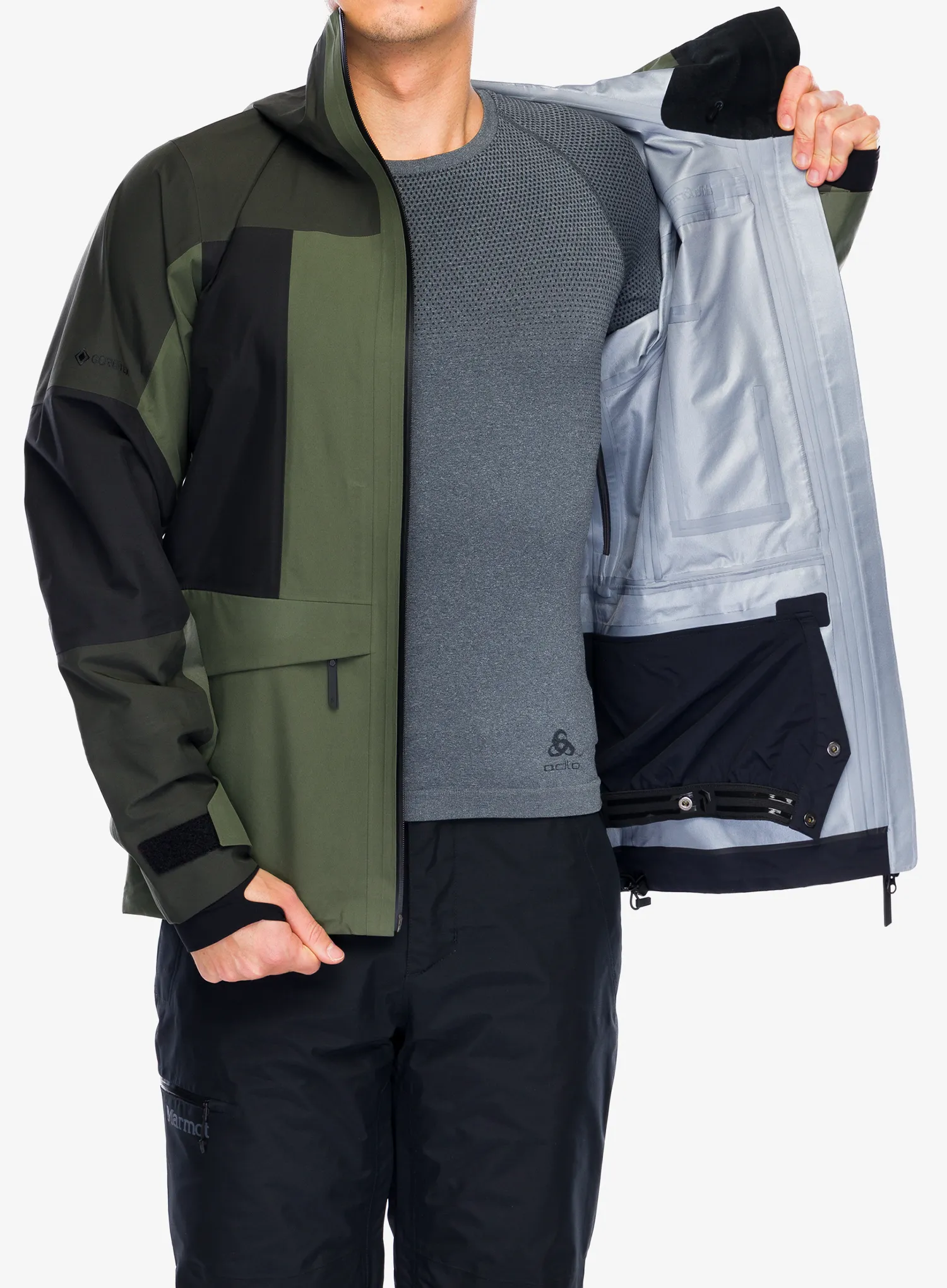 Lyžařská bunda Peak Performance Gravity GORE-TEX 3L Jacket - olive extreme/black/pine
