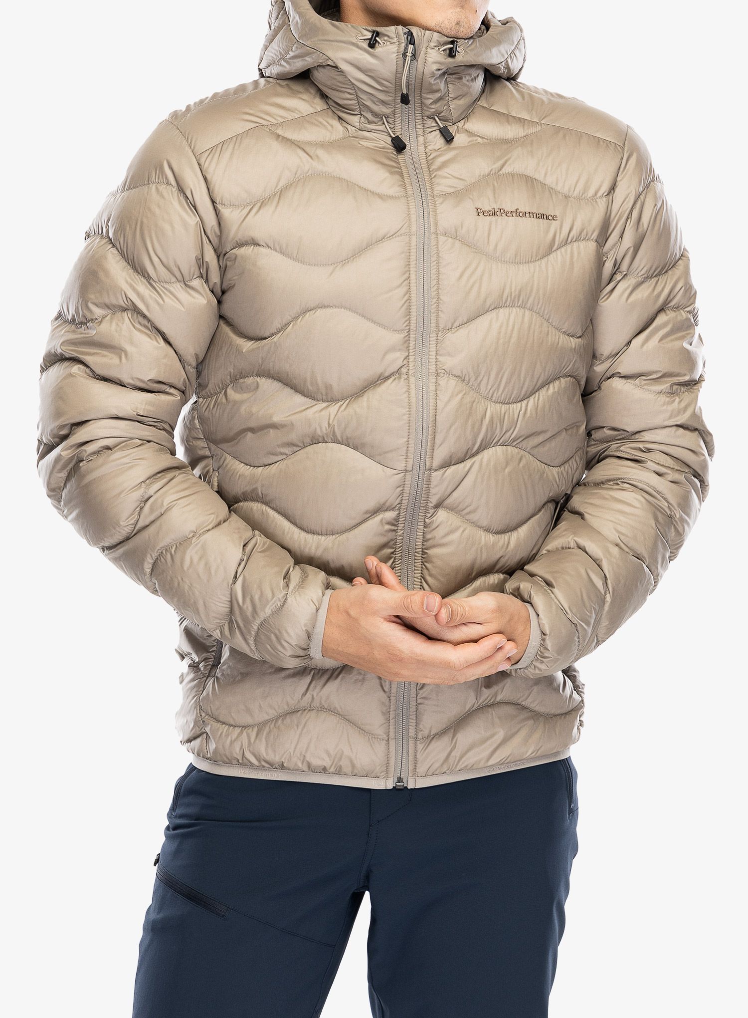 Péřová bunda Peak Performance Helium Down Hood Jacket - avid beige